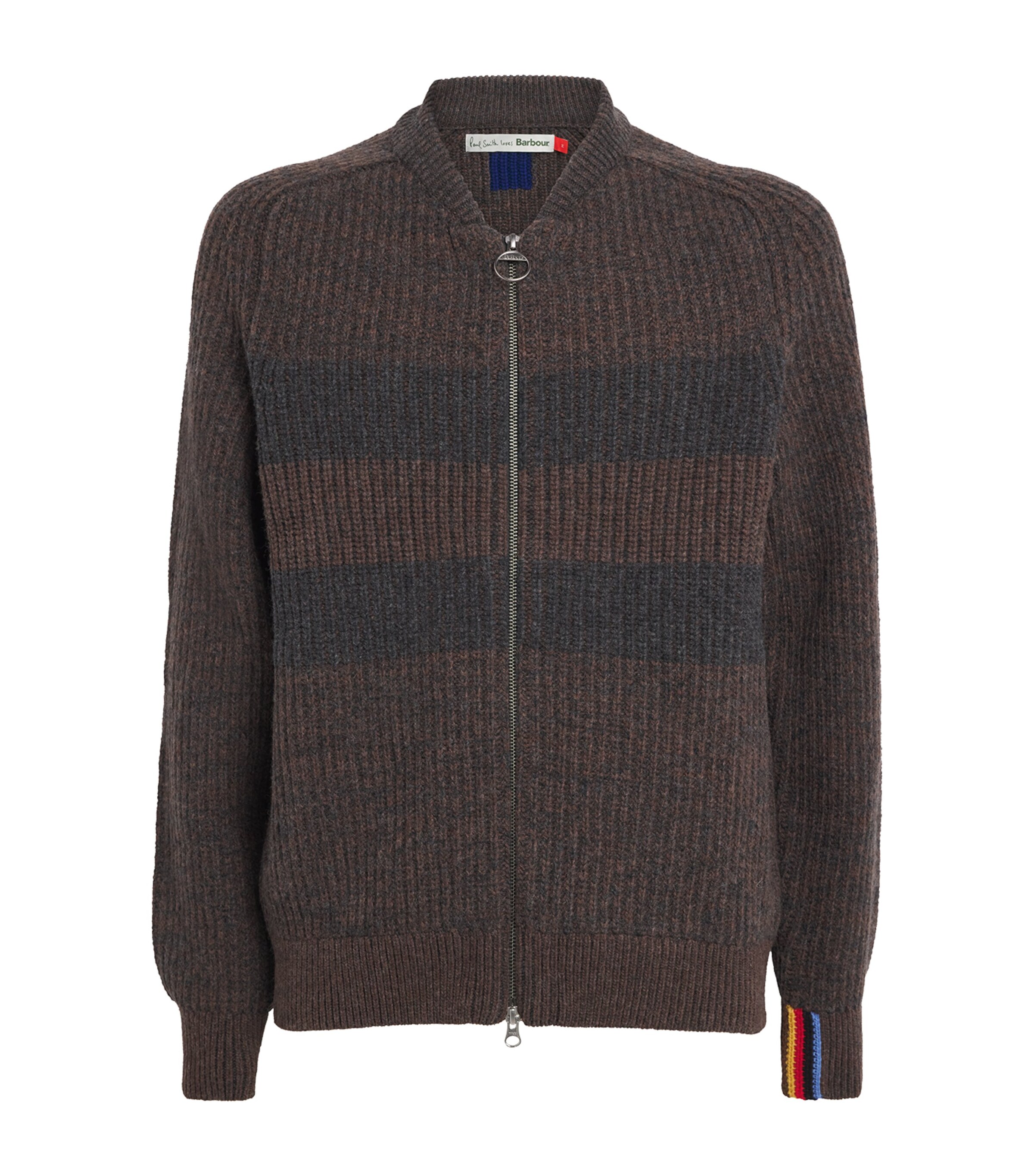 x Paul Smith Wool Stripe Zip-Up Cardigan RUSTIC Image 1