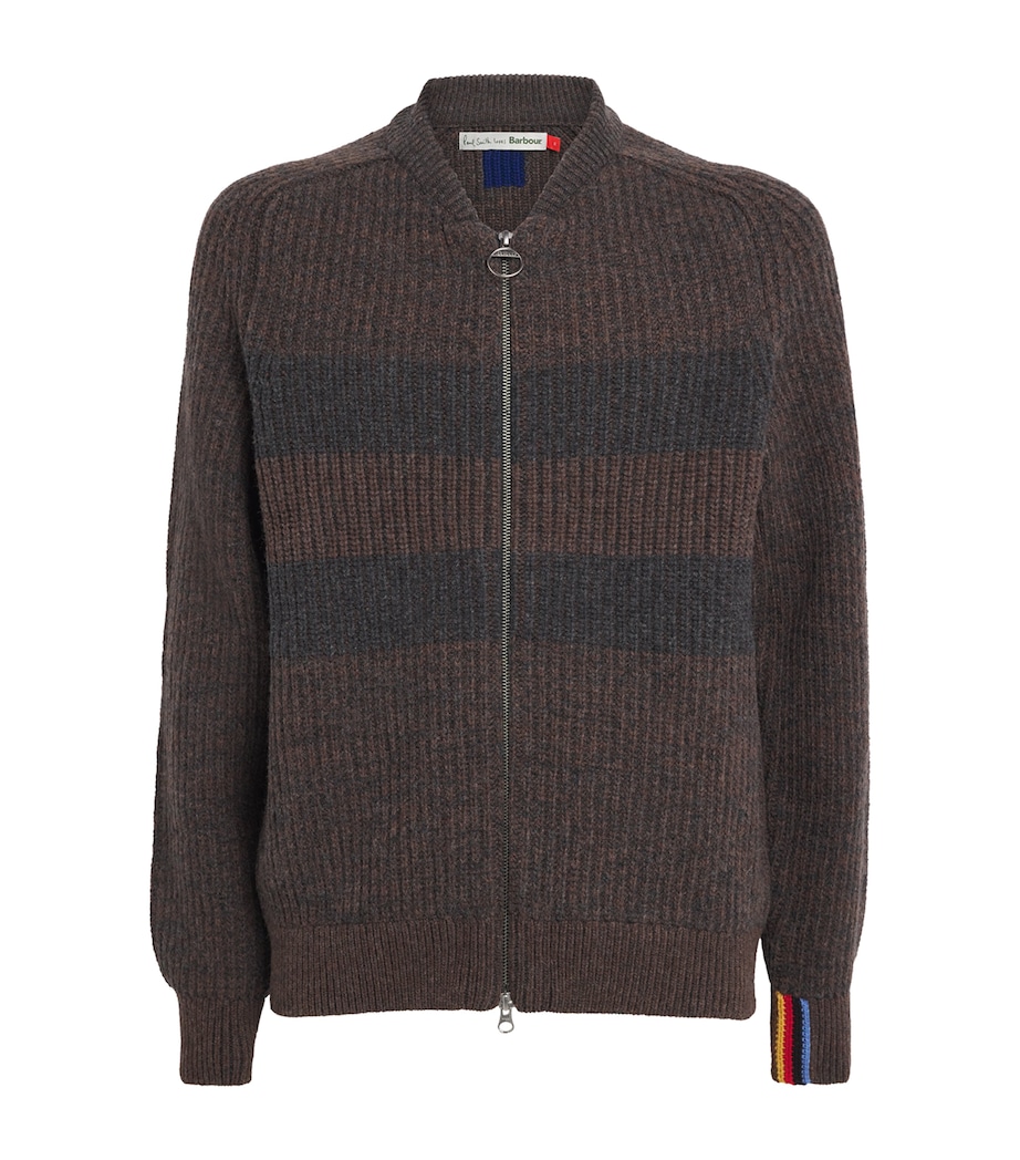 x Paul Smith Wool Stripe Zip-Up Cardigan RUSTIC Image 1