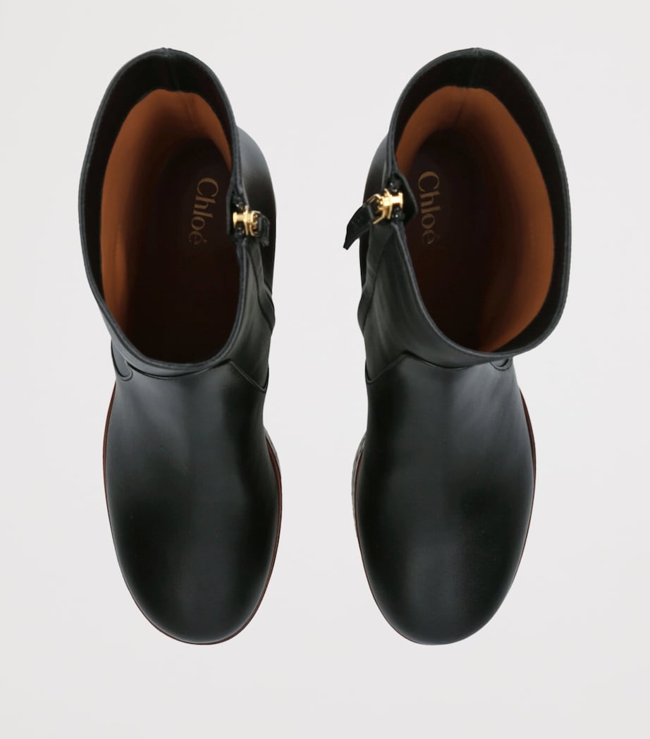 Leather Maxime Wedge Ankle Boots 80 BLACK Image 4