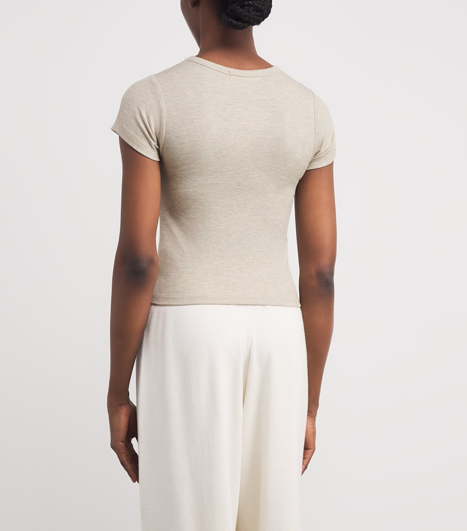 ÉTERNE Womens Ribbed Baby T-Shirt Hoat Heather Oatmeal Image 4