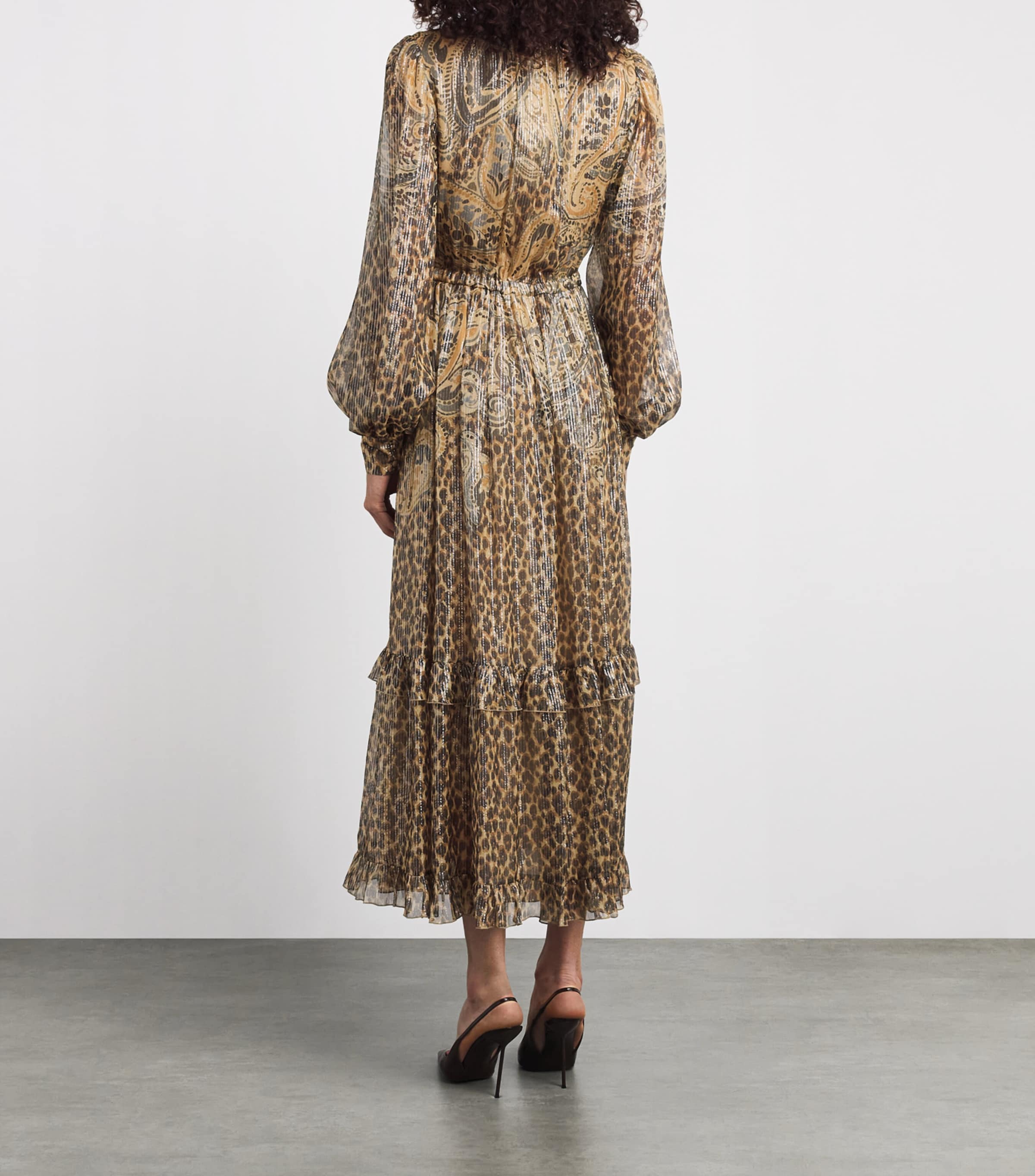 Etro Womens Silk-Blend Leopard Midi Dress Beige Image 4