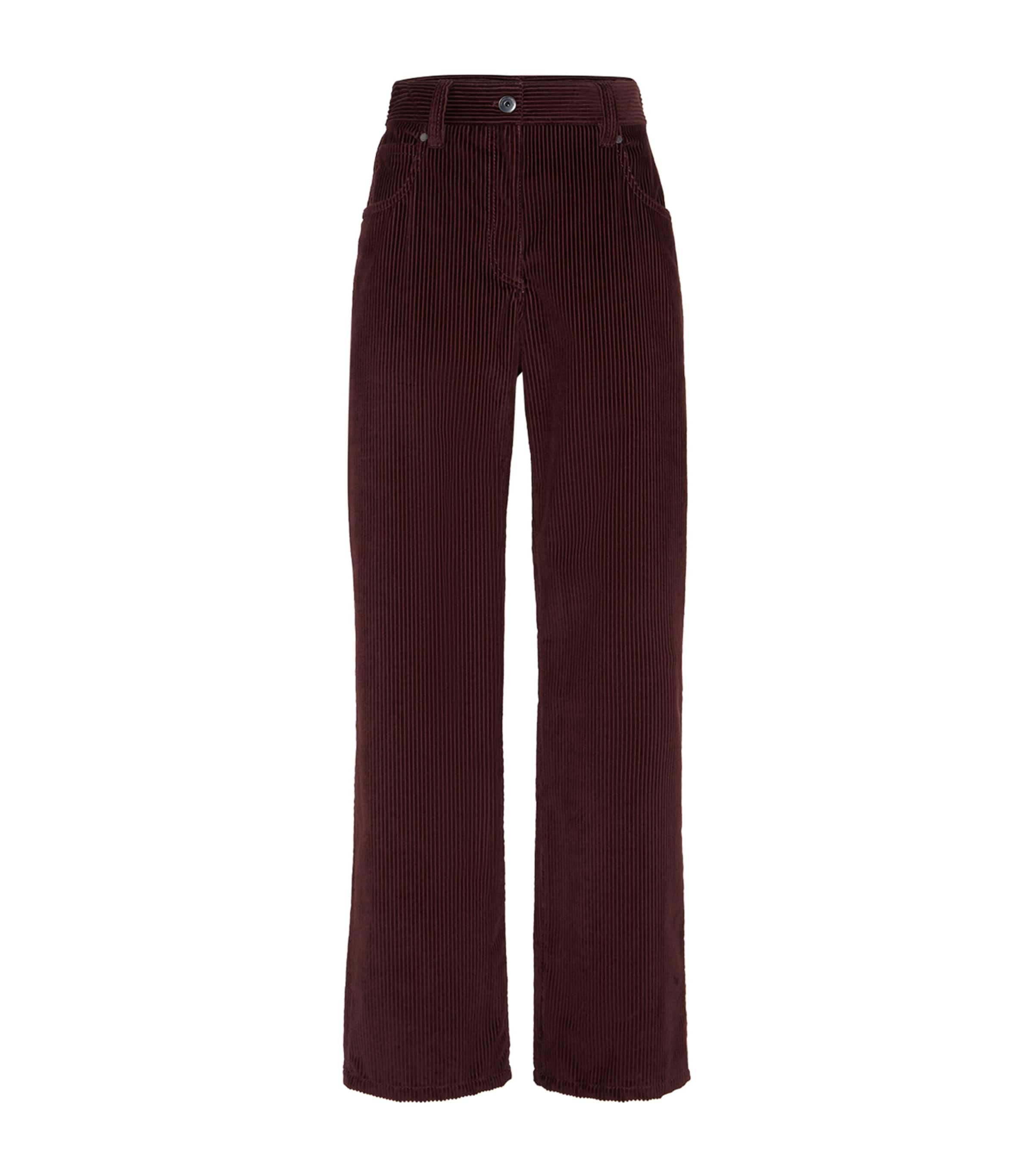 Brunello Cucinelli Bordeaux Corduroy Pants With Concealed Front Closure In Cotton Woman In Burgundy