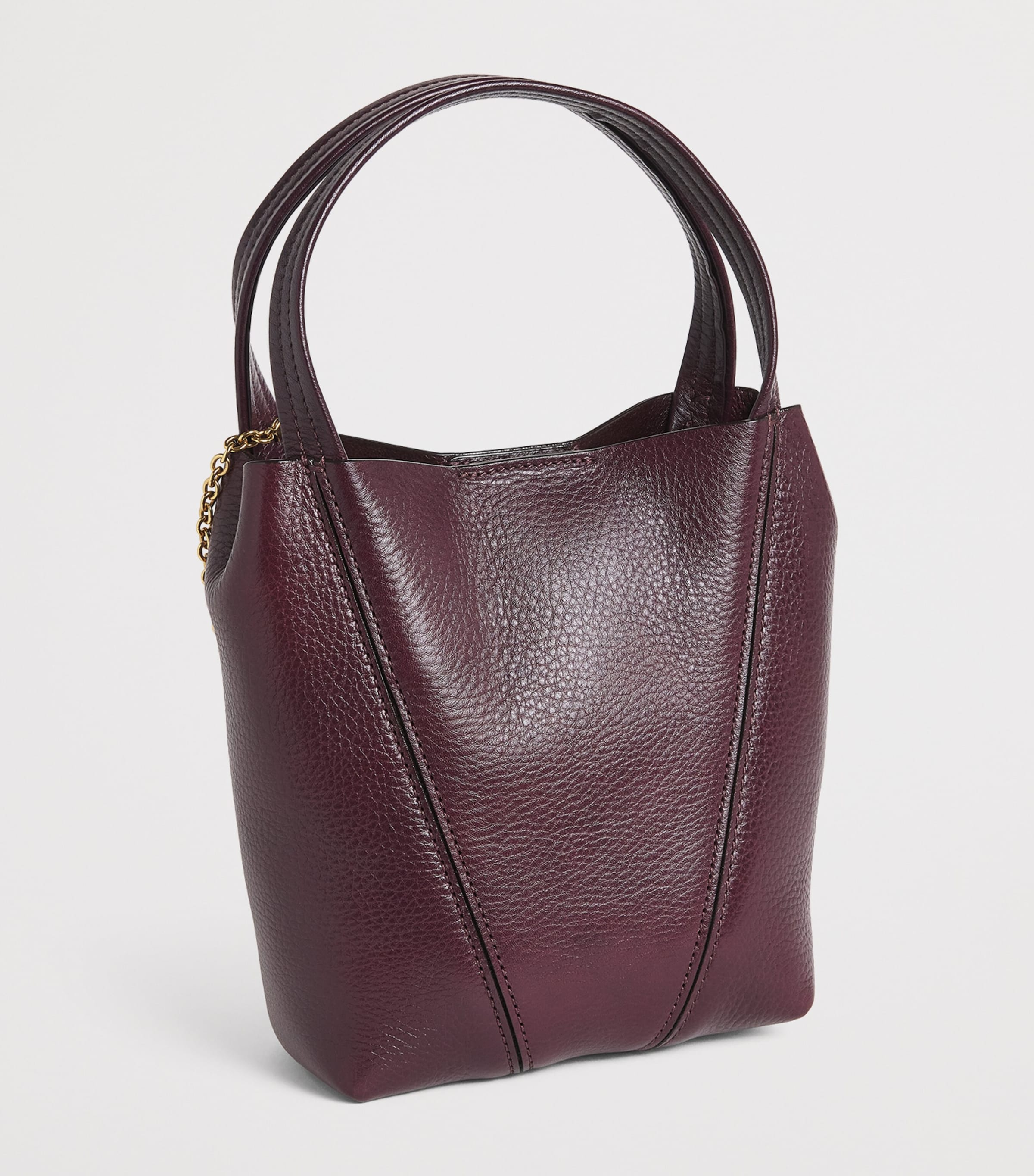 Small Leather Spin Tote Bag PERFECT PLUM Image 3