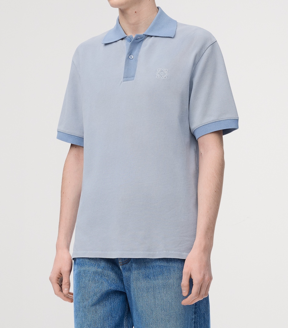 Cotton Anagram Polo Shirt LIGHT BLUE Image 3