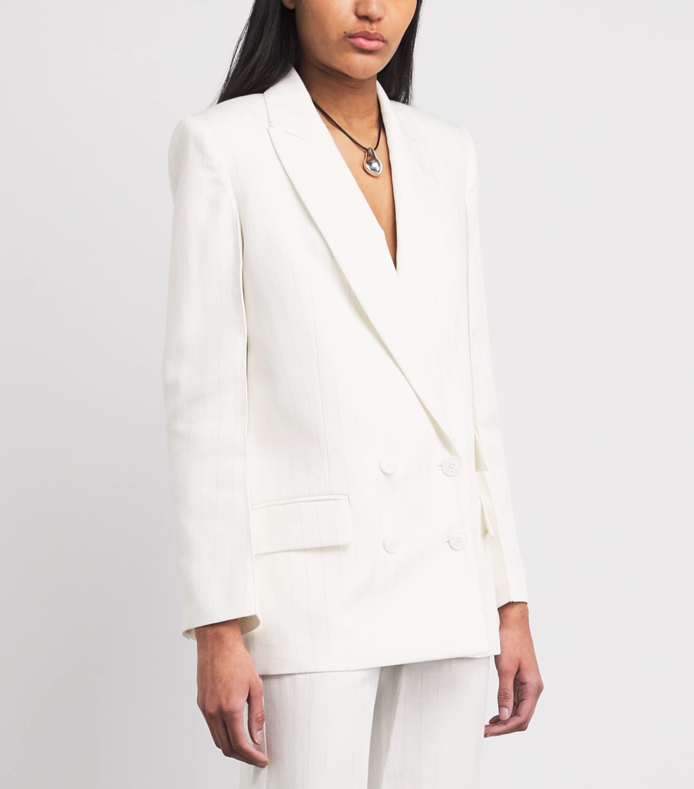 Double-Breasted Blazer WHITE Image 4