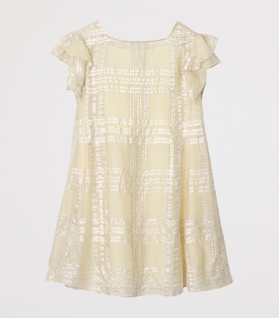 Metallic Silk Check Dress (3-12 Years) SAND Image 2