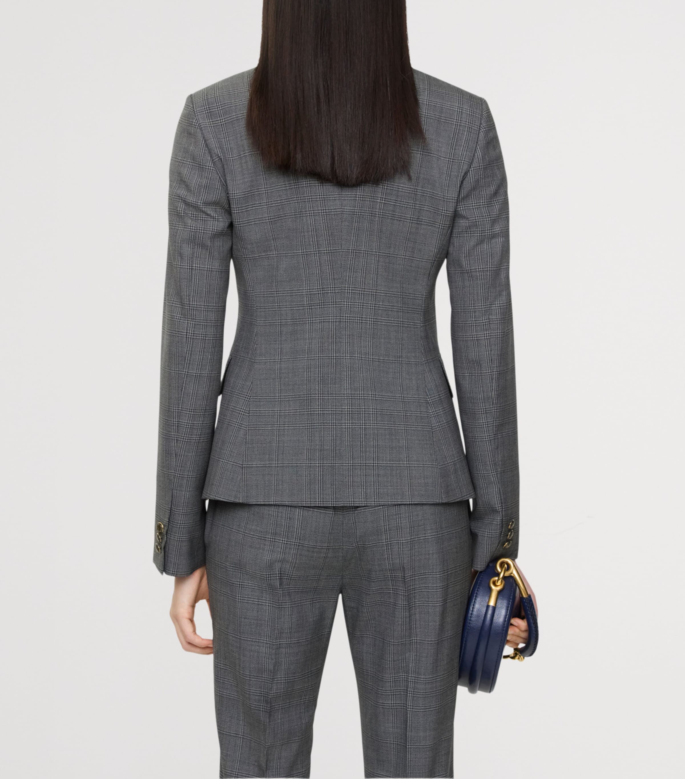 Wool Prince of Wales Check Tailored Blazer SILHOUETTE BLGRT GR Image 3