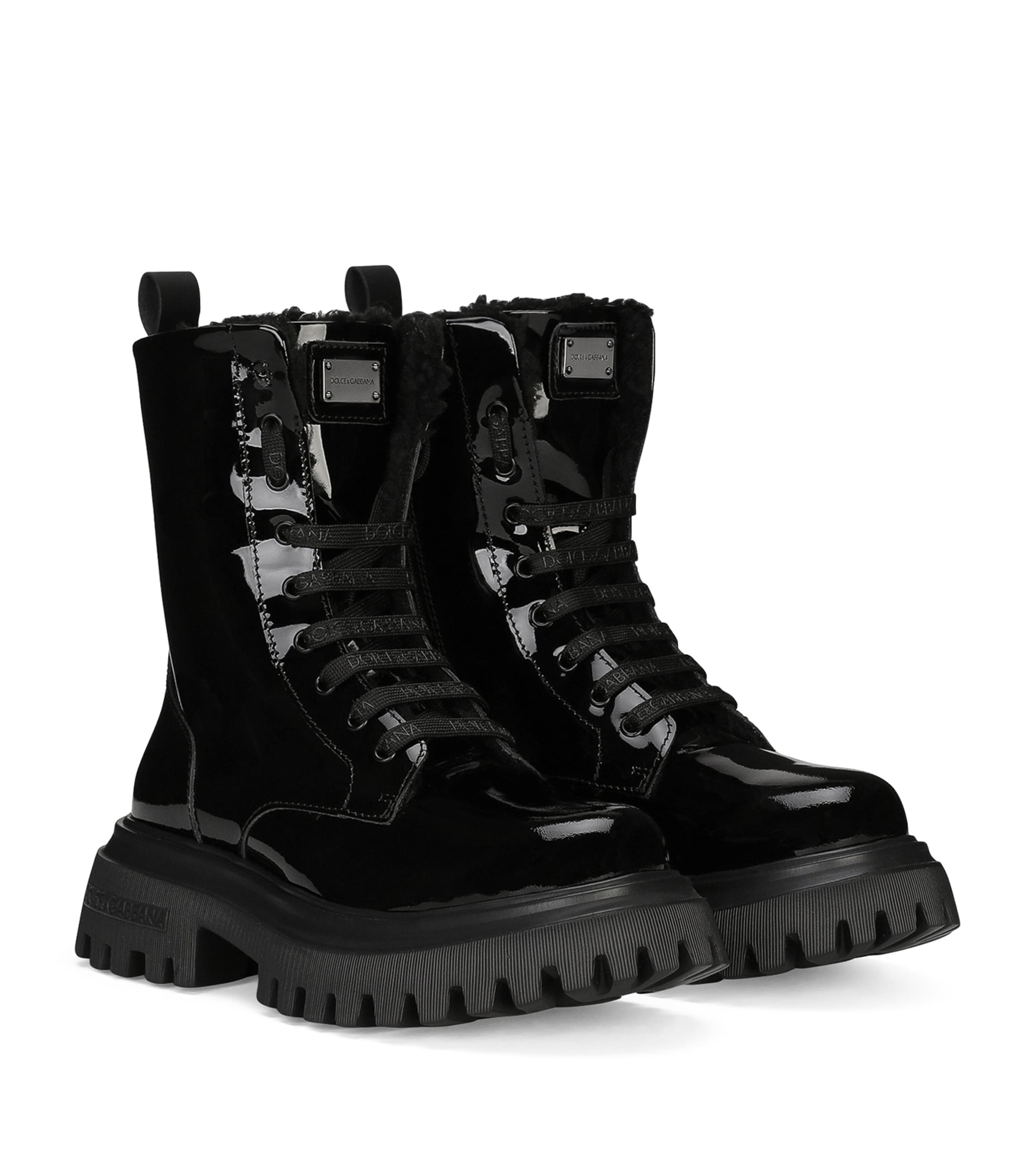 Leather Lace-Up Boots 80999-BLACK Image 3