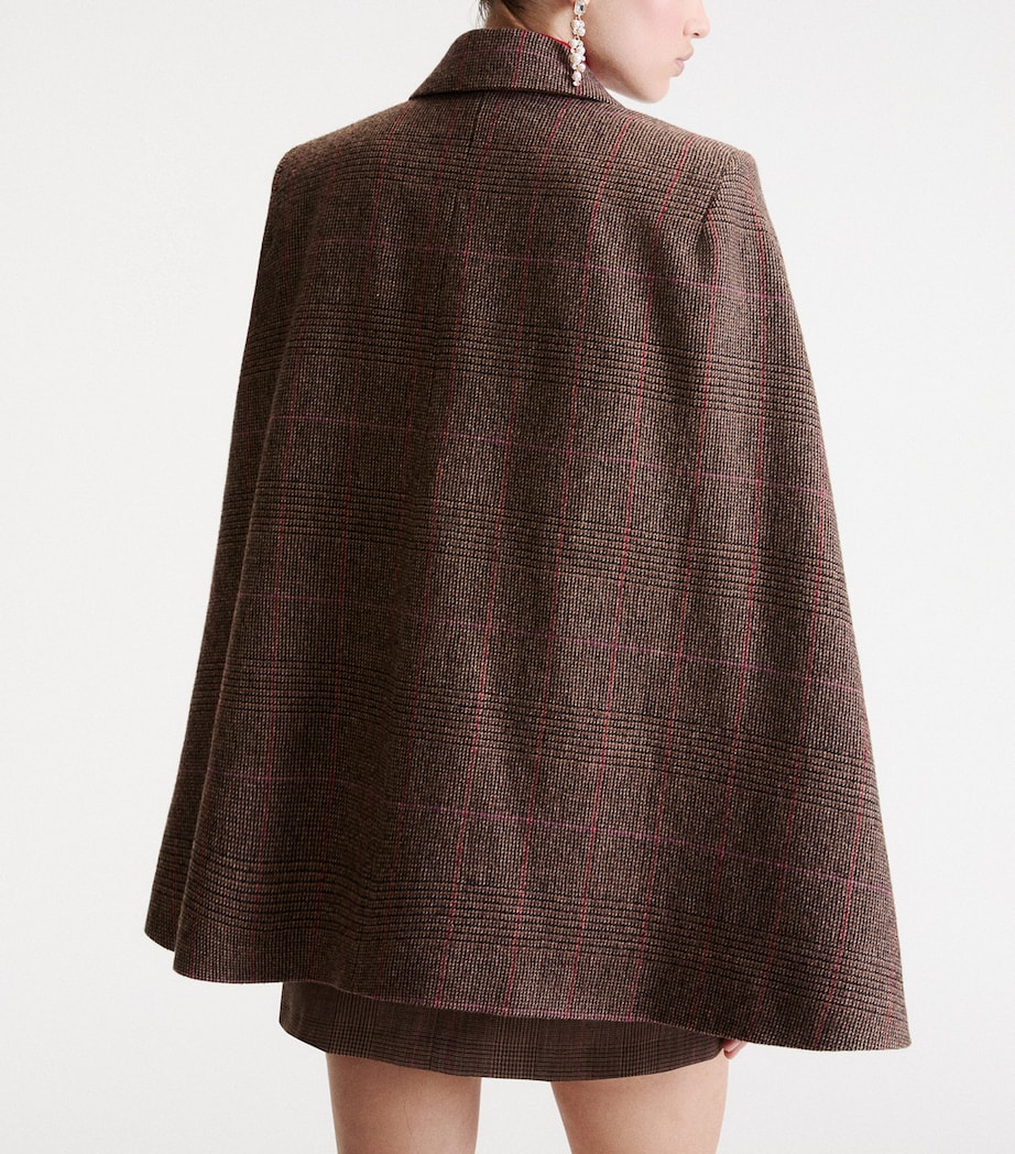 Marella Womens Wool-Blend Check Cape Brown Image 3