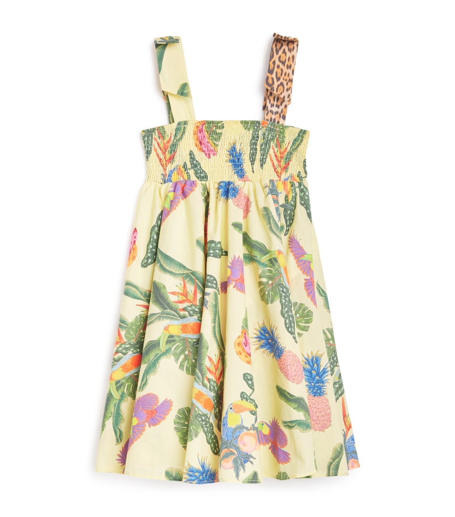 Cotton Tropical Print Smocked Dress (4-14 Years) TROPICANA YELLOW Image 1