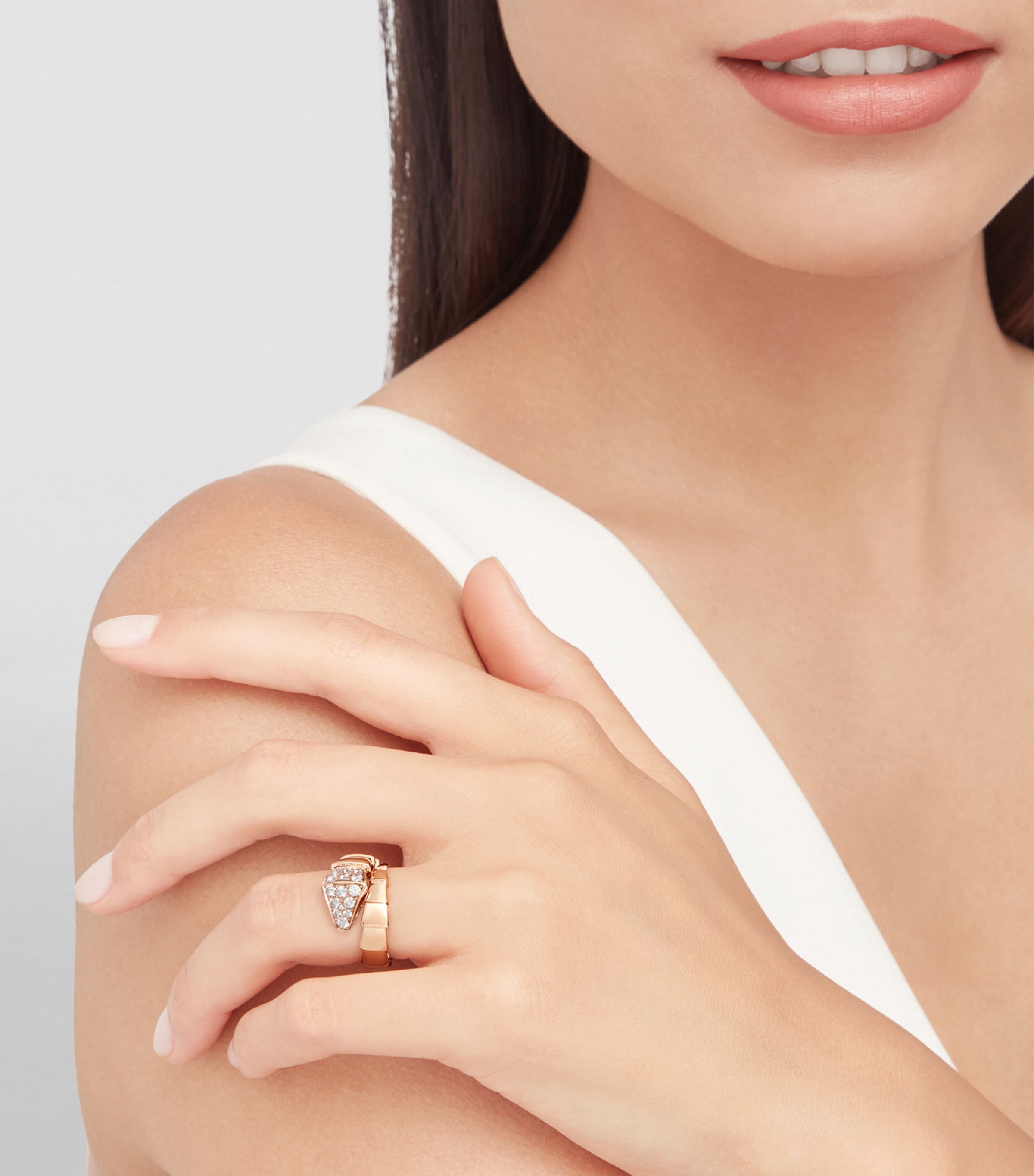 Rose Gold and Diamond Serpenti Viper Ring PINK GOLD Image 4