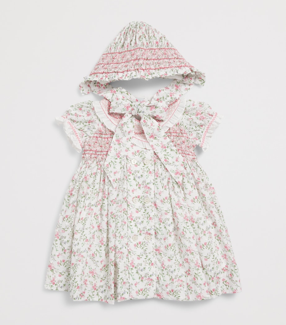 PEPA LONDON Cotton Smocked Floral Dress (12 Months - 4 Years) Pink Image 3
