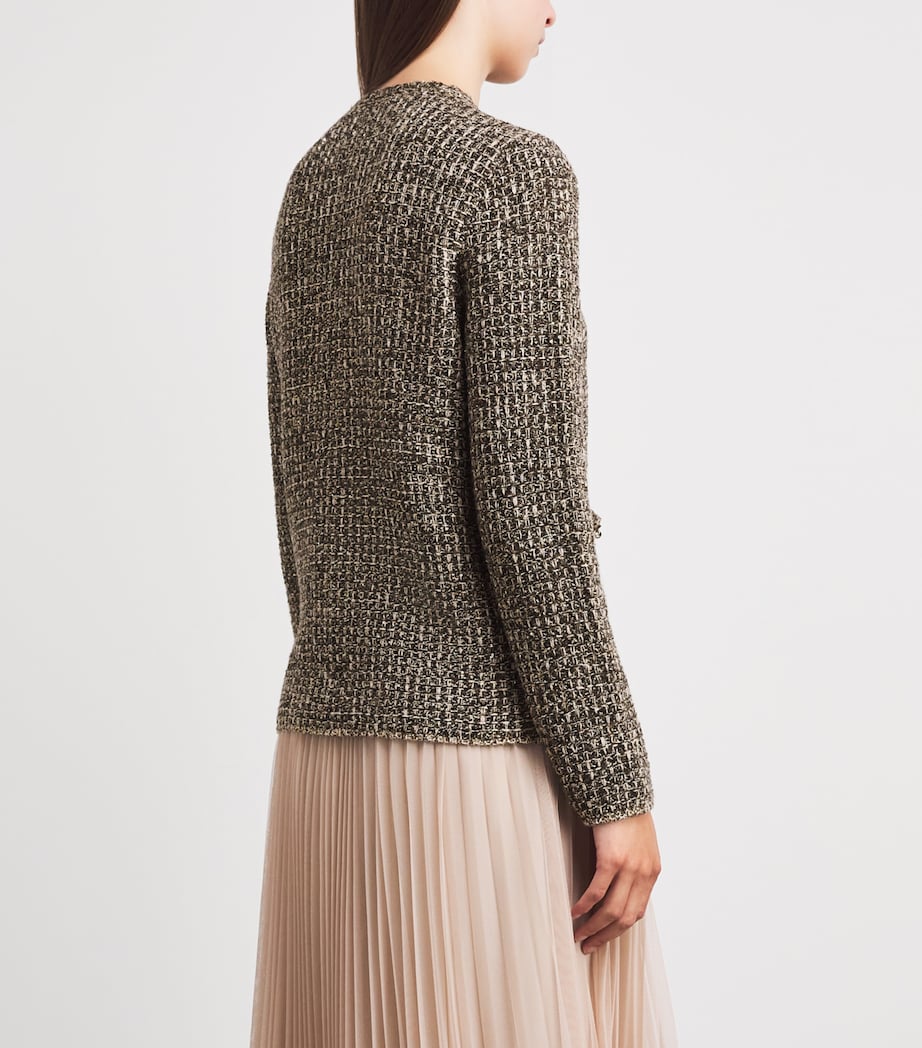 Fabiana Filippi Womens Embellished Zip-Up Cardigan Ebano Image 5