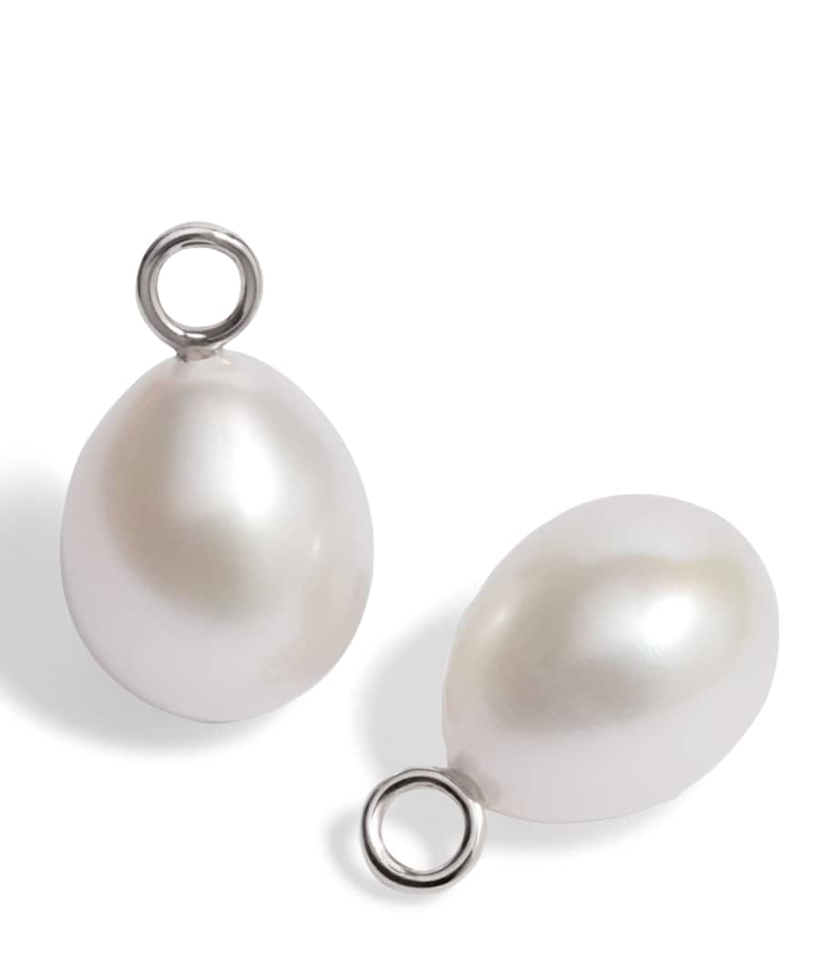 White Gold and Baroque Pearl Earring Drops WHITE GOLD Image 1