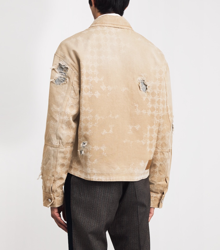 Distressed Utility Denim Jacket CAMEL Image 4