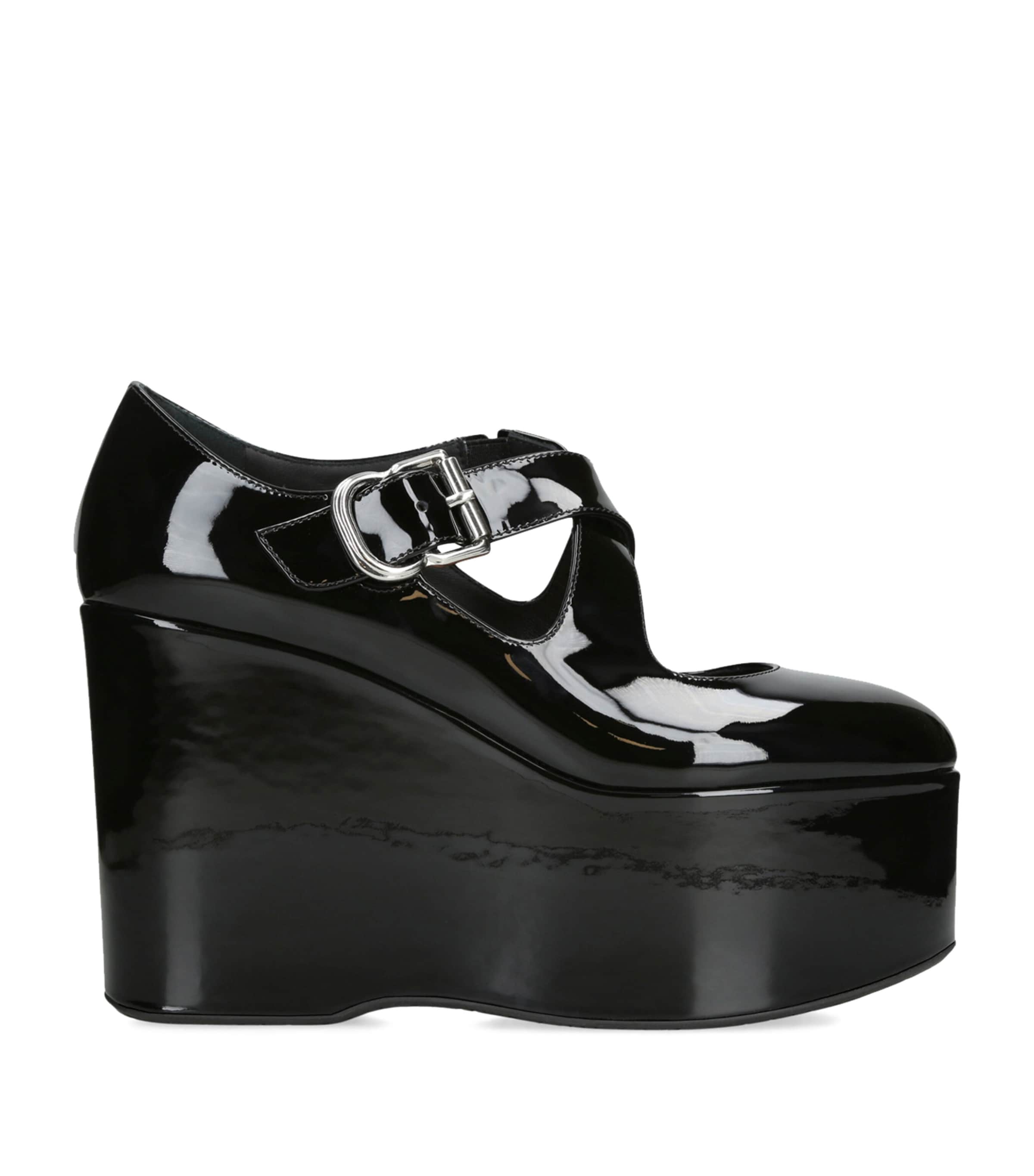 Alaïa Leather Criss-cross Wedges 90 In Black