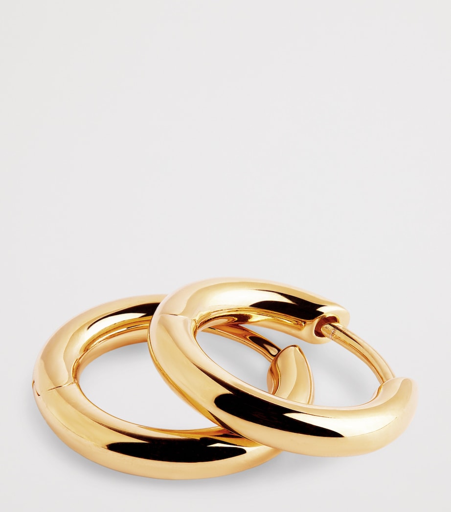 Small Gold-Plated Sterling Silver Hoop Earrings GOLD Image 6