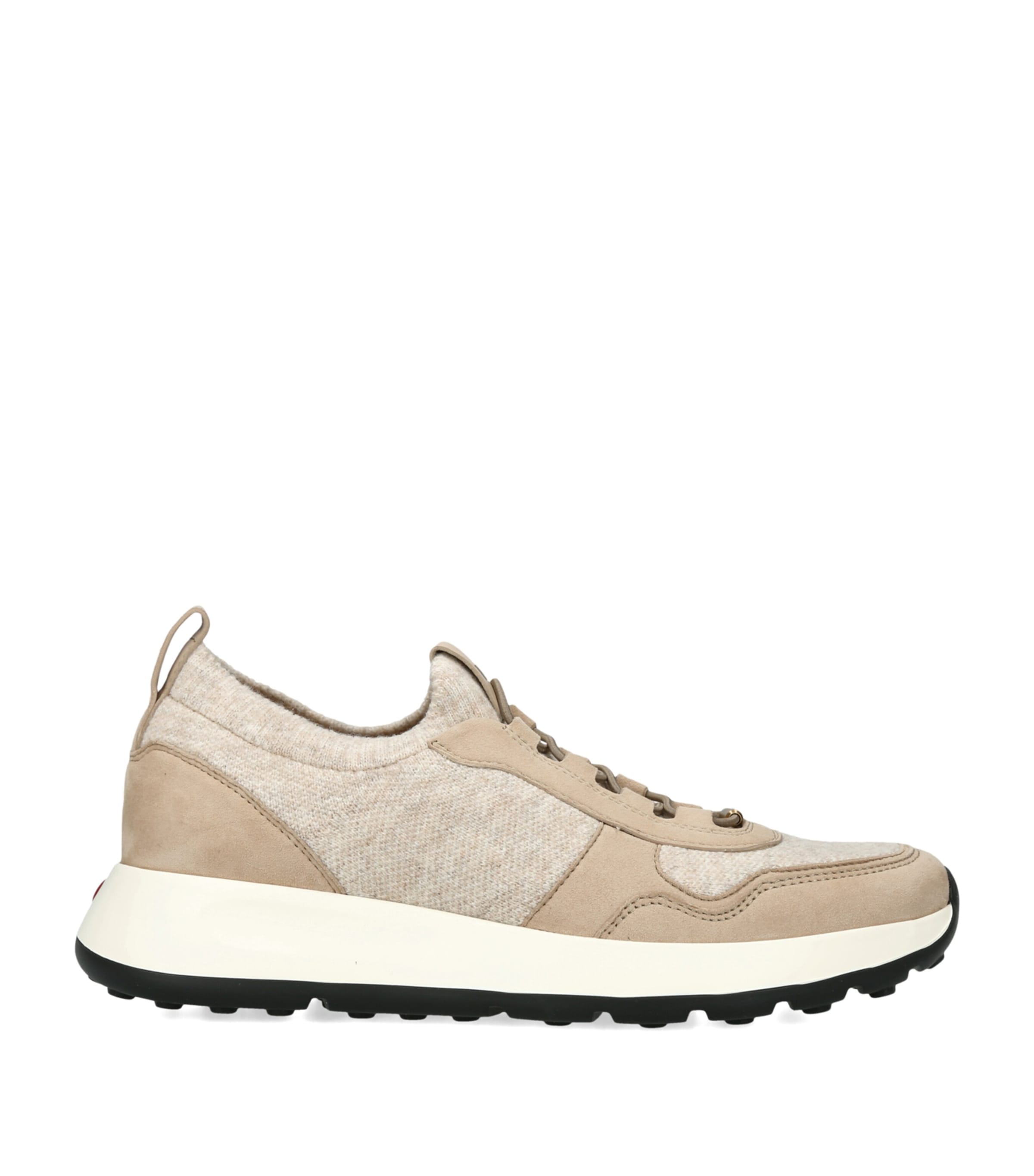 Tod's Suede-Knit Red Dot Sneakers Beige Image 1