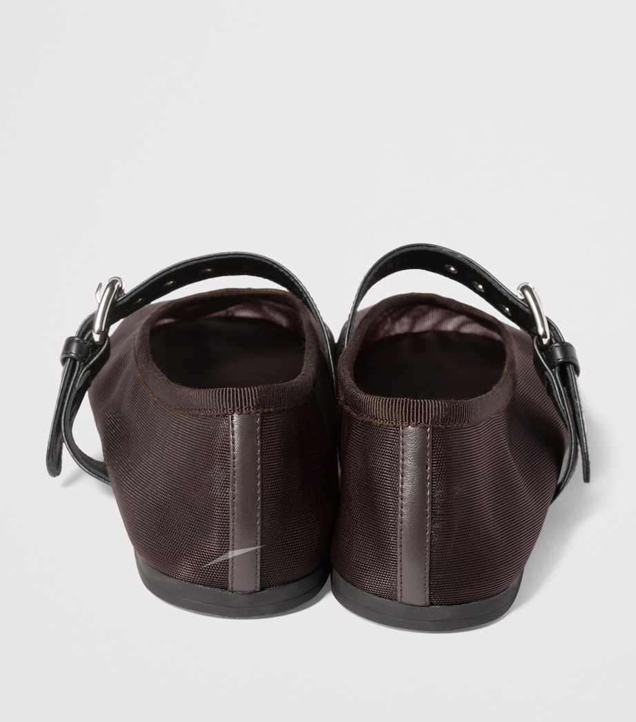 Miu Miu Mesh Leather-Strap Ballet Flats Image 3