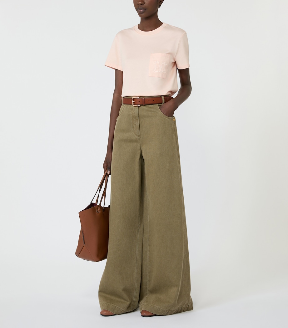 Max Mara Womens Cotton Logo T-Shirt Pink Image 2