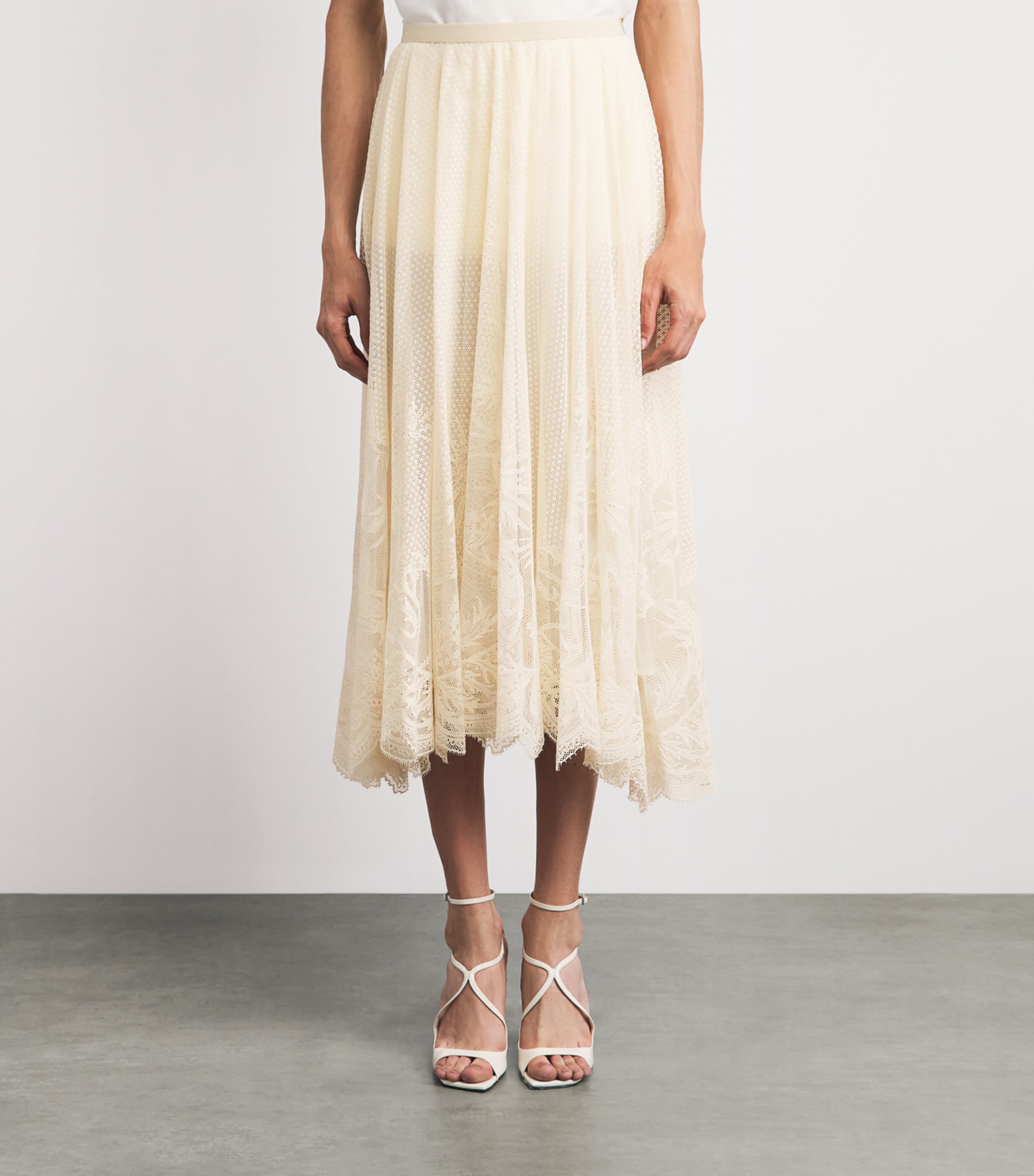 Fabiana Filippi Womens Cotton-Blend Lace Midi Skirt Burro Image 4
