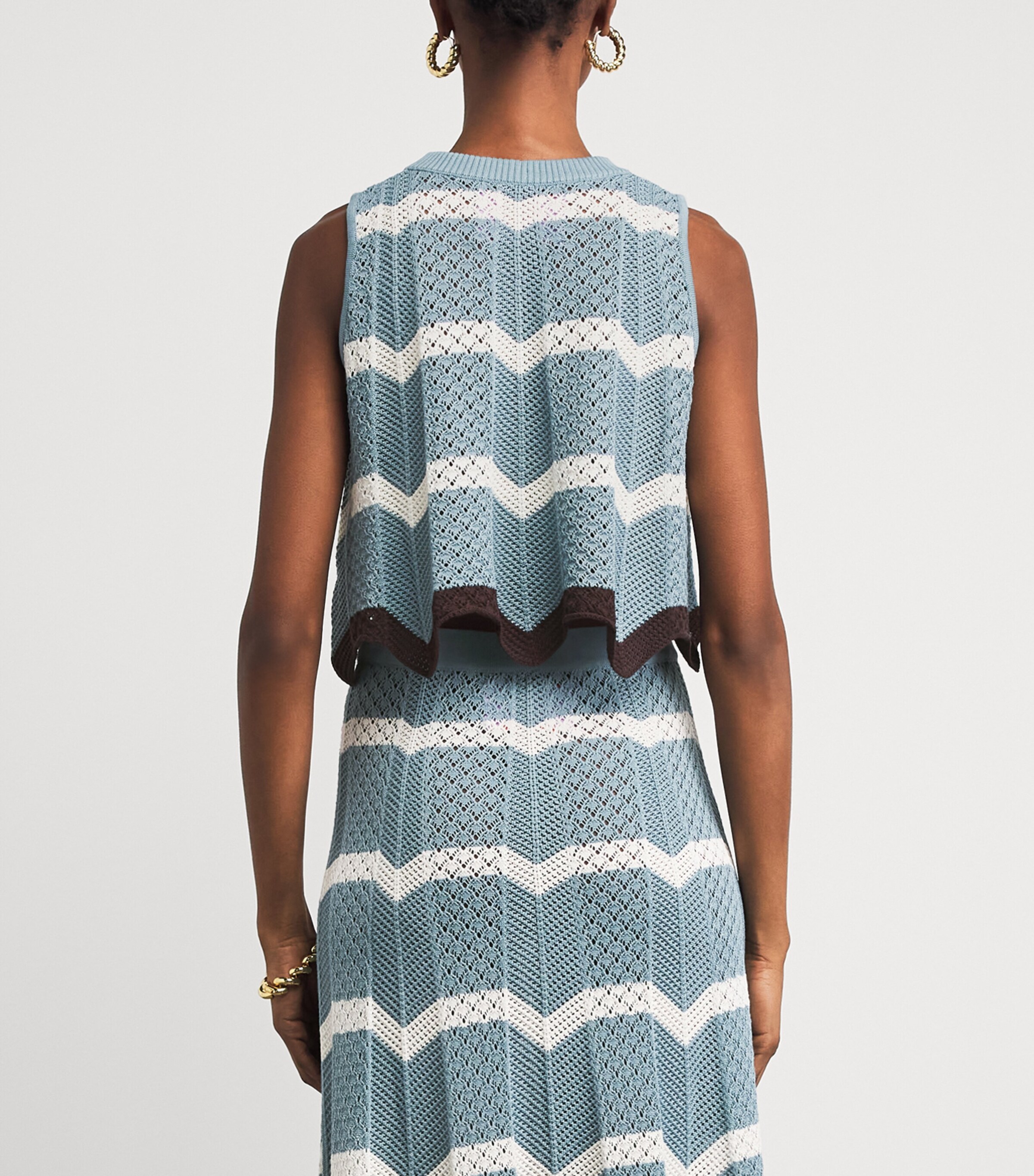 La Doublej Womens Cotton Chevron Sweater Bk/blu/ecr Image 5