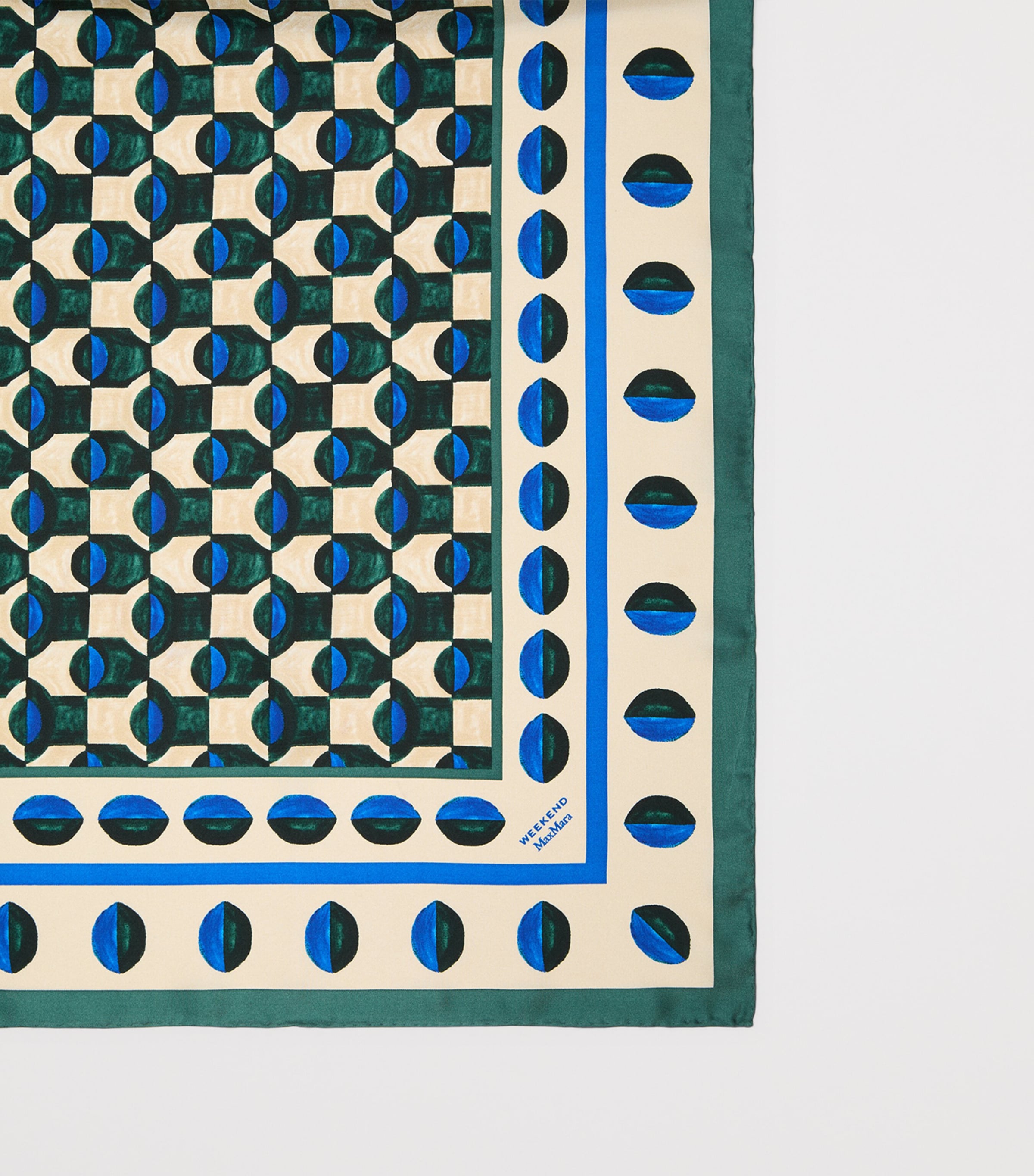 Weekend Max Mara Silk Geometric Print Scarf Dark Green Image 3