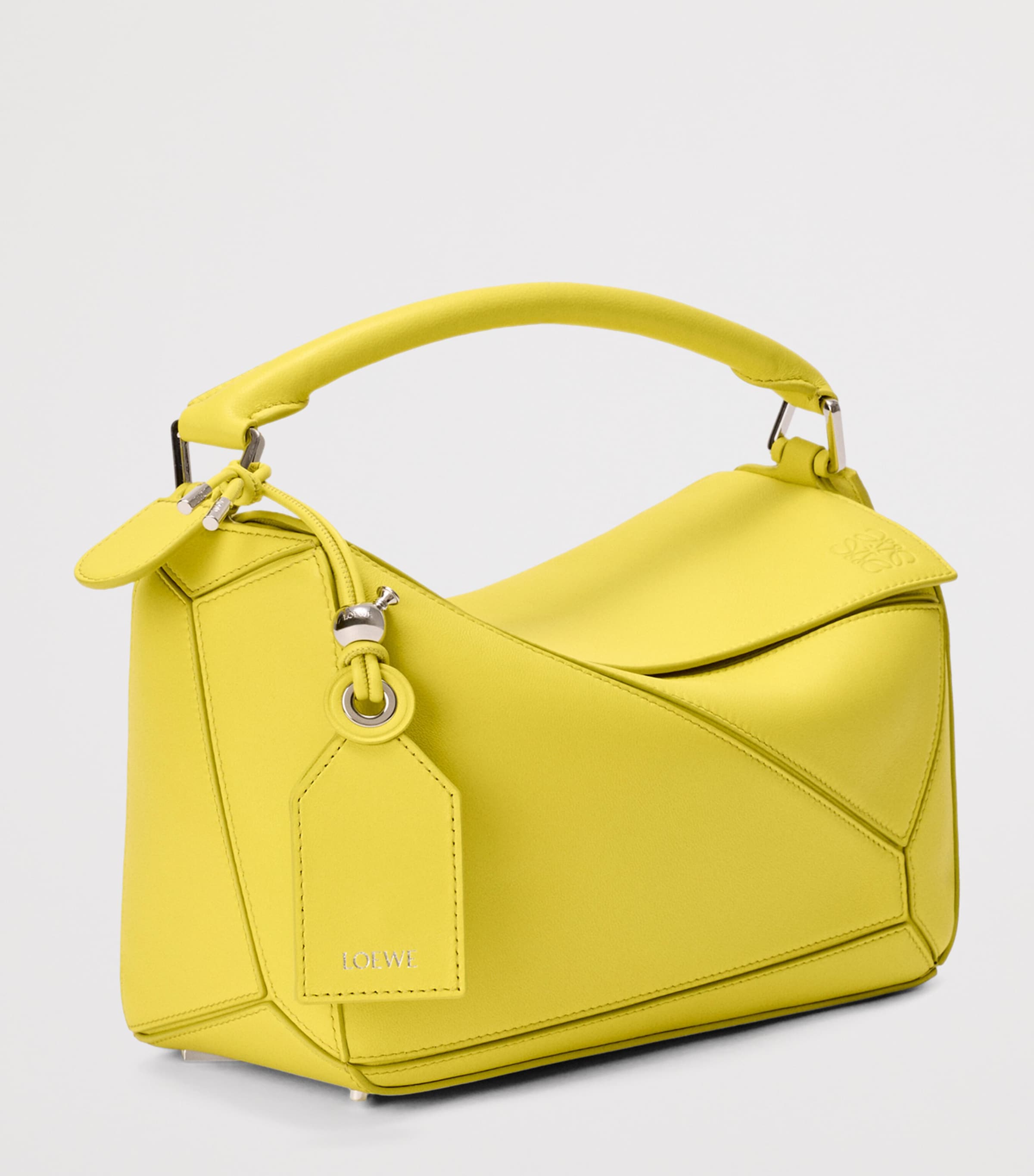 LOEWE Small Leather Featherlight Puzzle Top-Handle Bag Lemon Image 3
