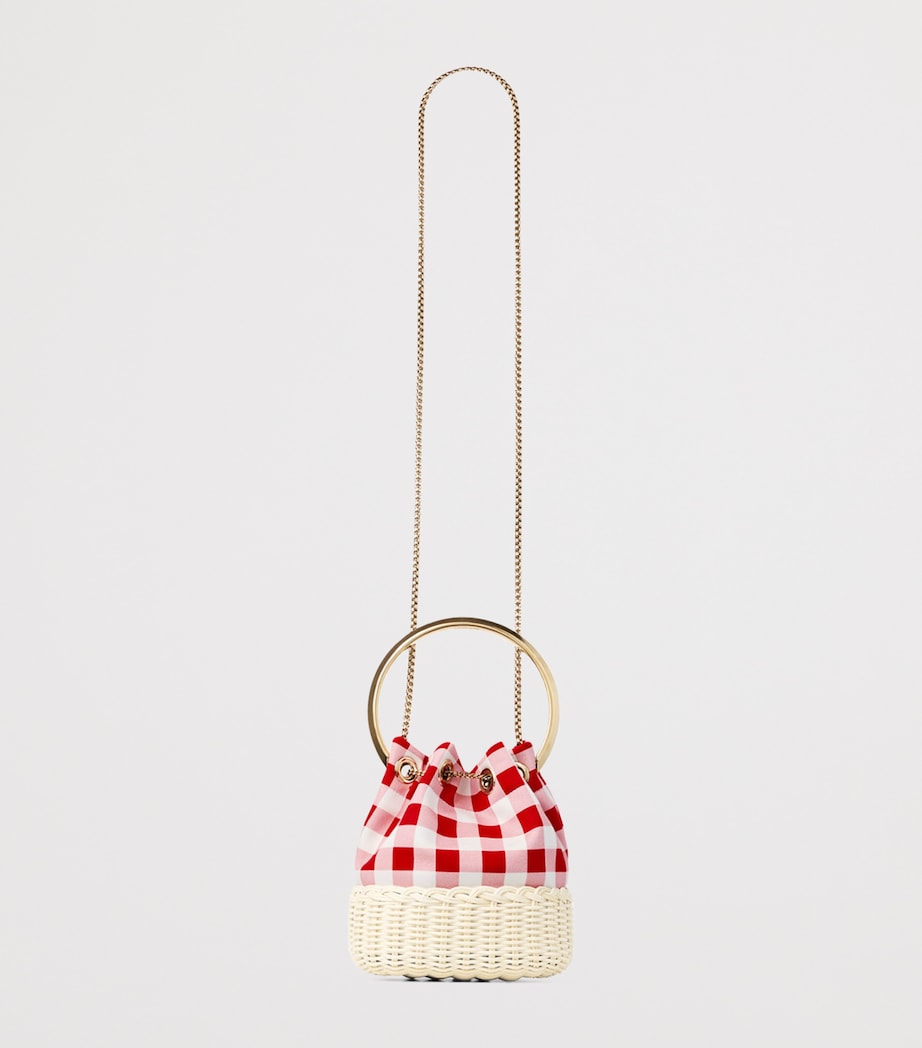 Jimmy Choo Bon Bon Canvas and Raffia Top-Handle Bag Ruby Red Mix/natural Image 2
