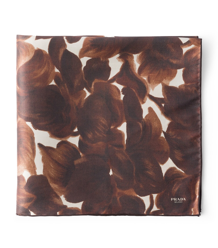 Prada Shantung Silk Abstract Floral Scarf Image 1