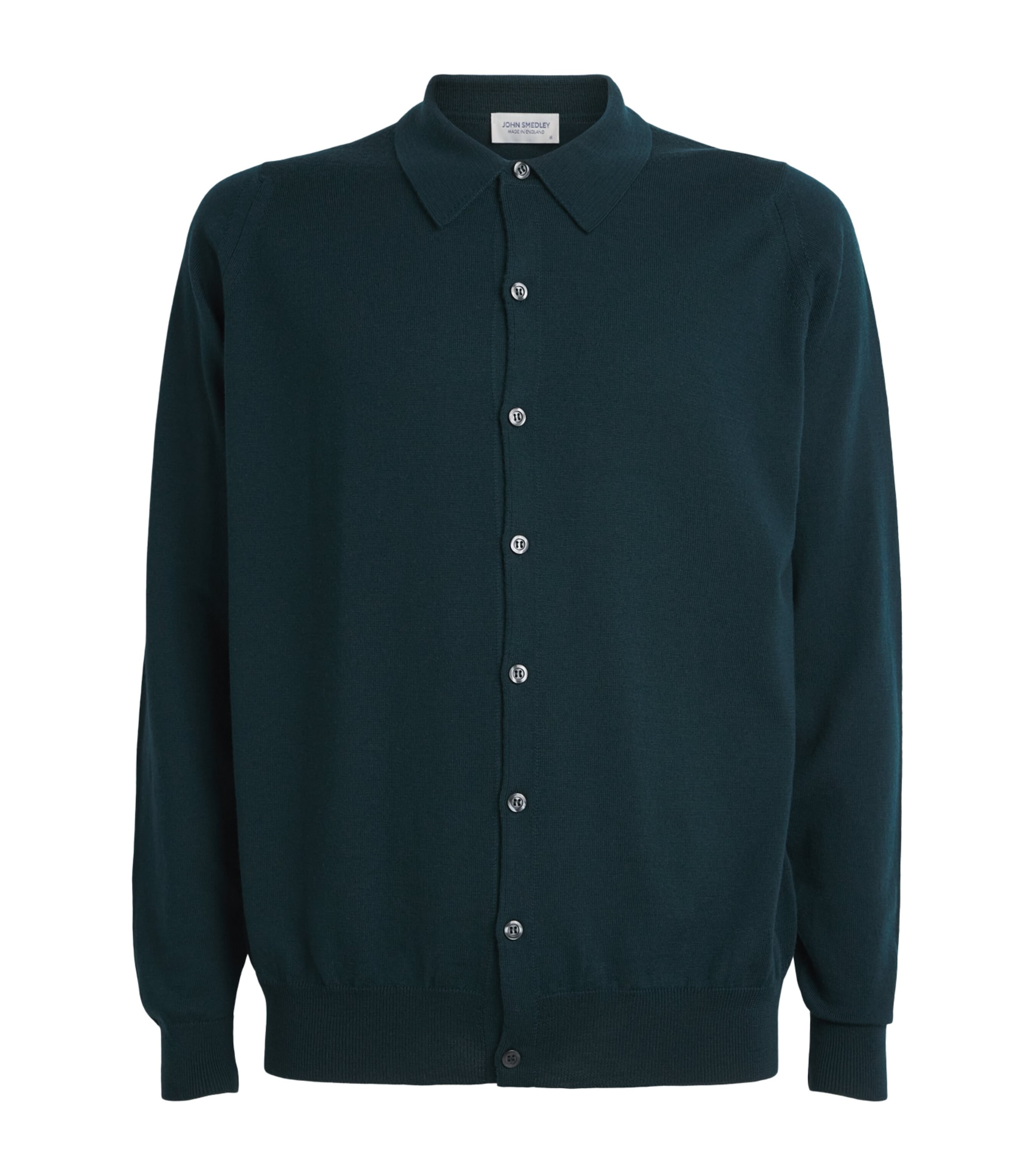 John Smedley Mens Extra Fine Merino Wool Tibor Shirt Richardson Green Image 1