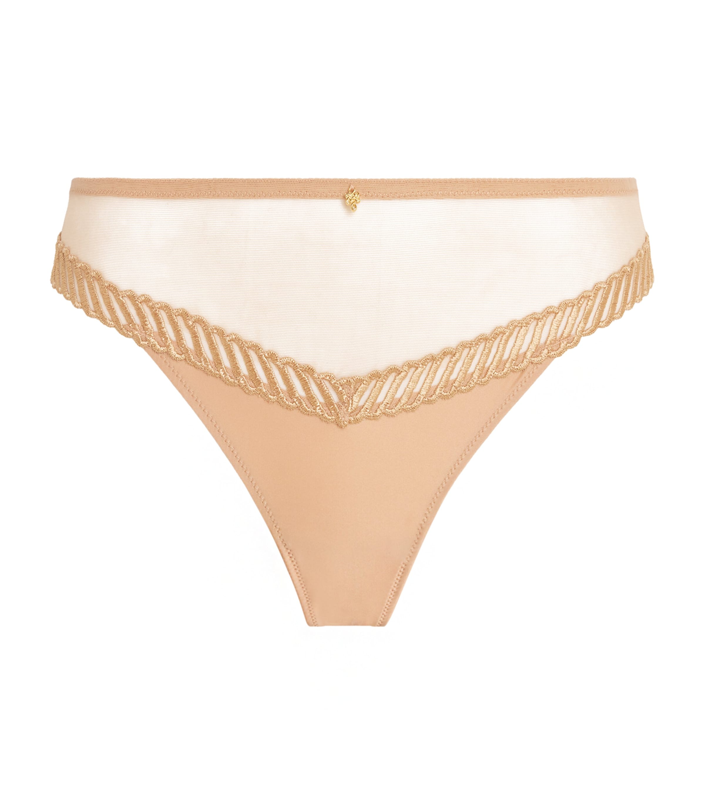 Aubade Womens Tanga Sheer Emotion Embroidered Stretch-woven Briefs Sand In Neutral
