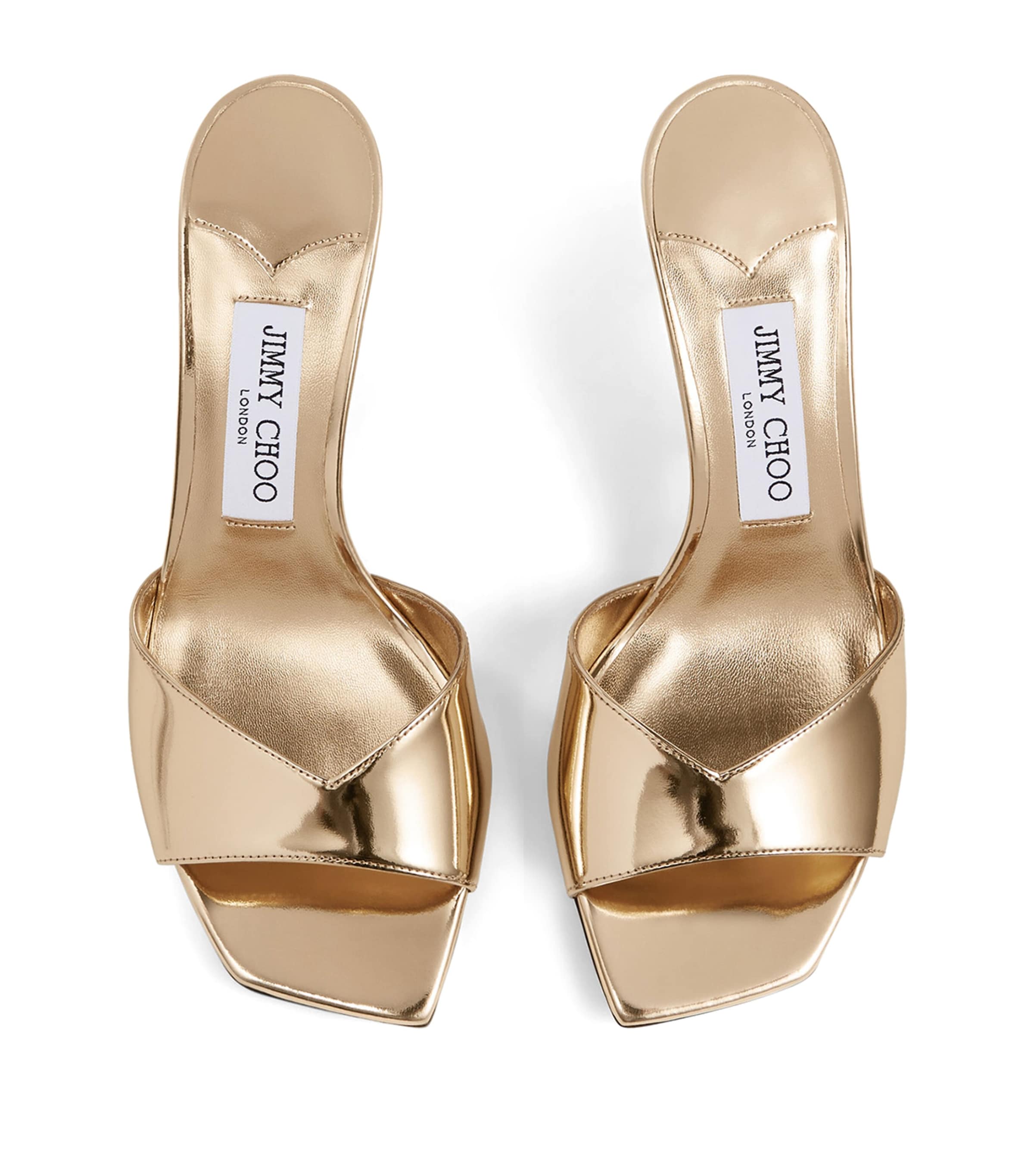 【Jimmy Choo】＊送料関税込＊Skye メタリックレザーミュール Jimmy Choo Skye 70 Metallic Leather Mules | Harrods US