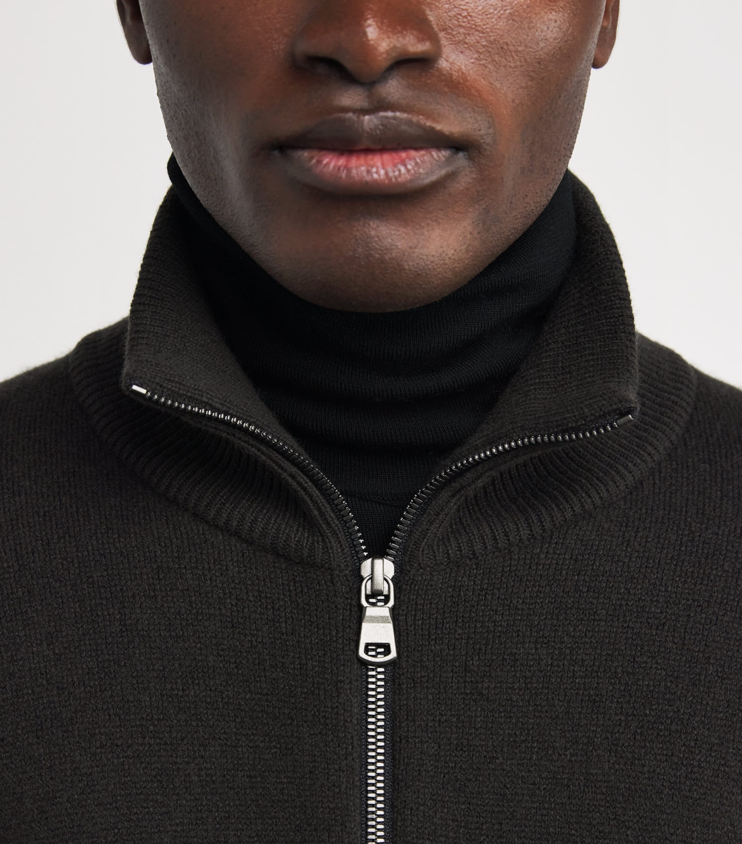Johnstons Of Elgin Black Cashmere-Blend Quarter-Zip Sweater