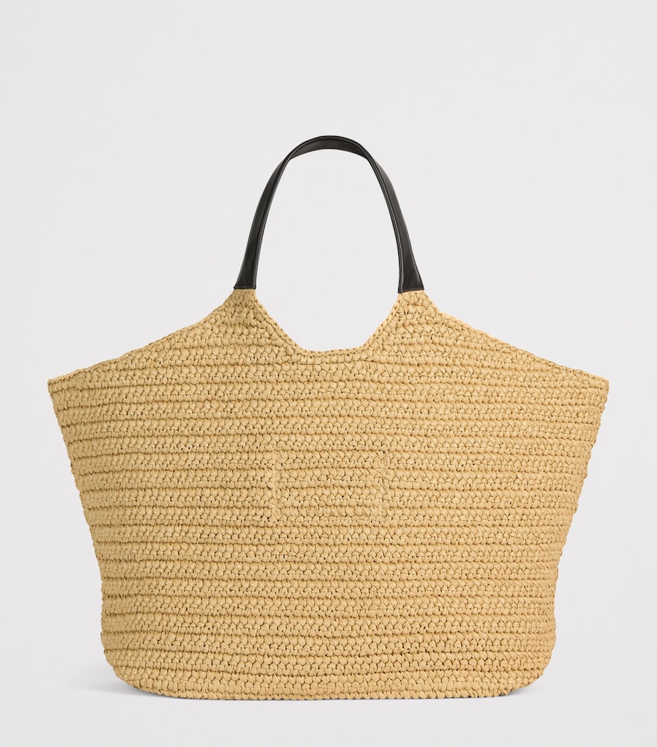 Balmain Faux Raffia Logo Tote Bag Naturel Image 5