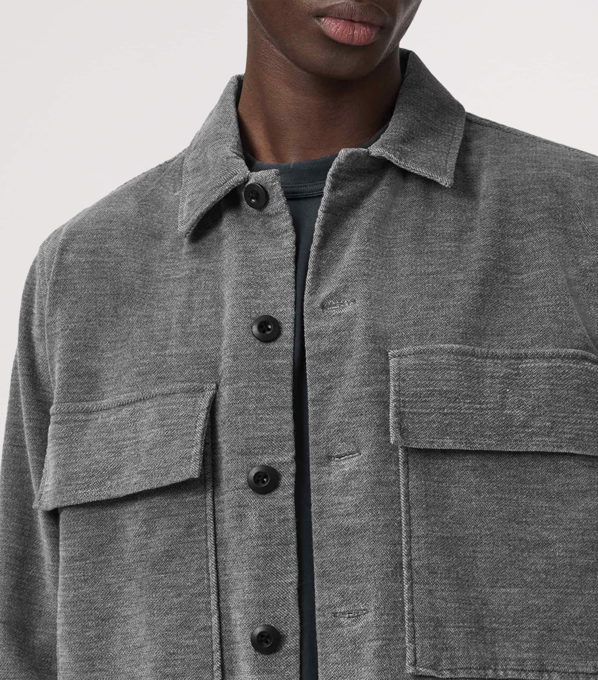 AllSaints Mens Corduroy Hawker Overshirt Light Grey Image 5