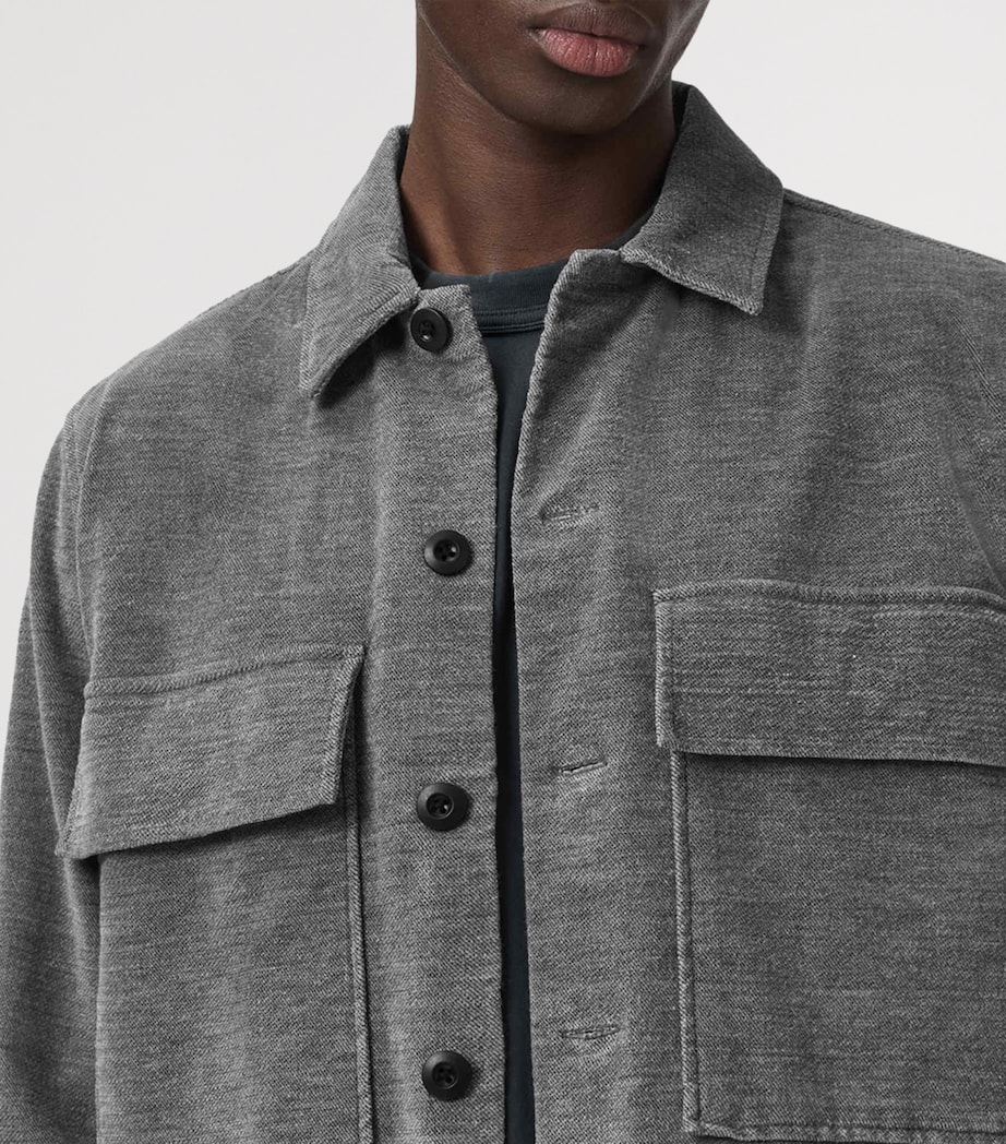 AllSaints Mens Corduroy Hawker Overshirt Light Grey Image 5