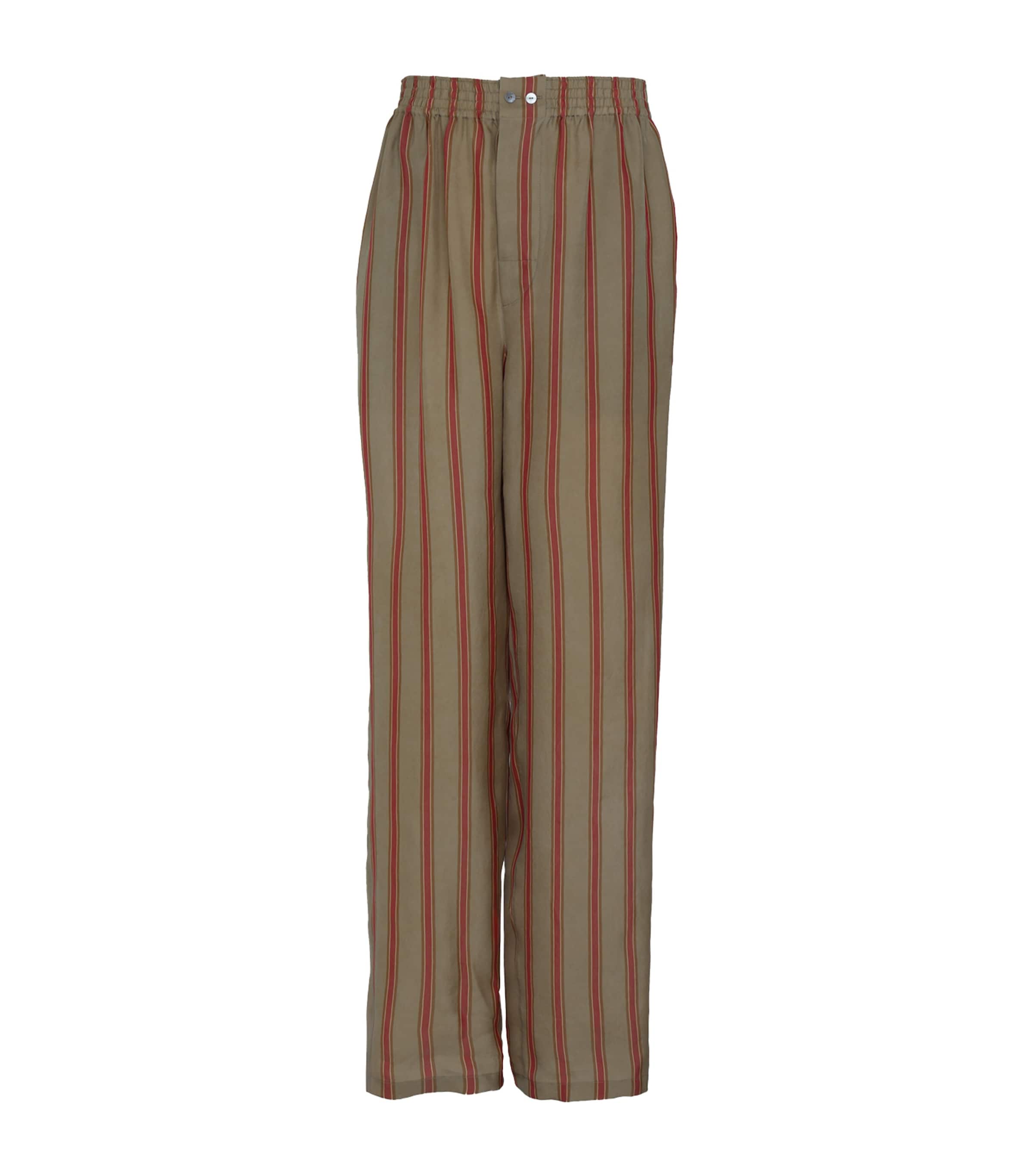 Saint Laurent Mens Stripe Wide-Leg Trousers Image 1