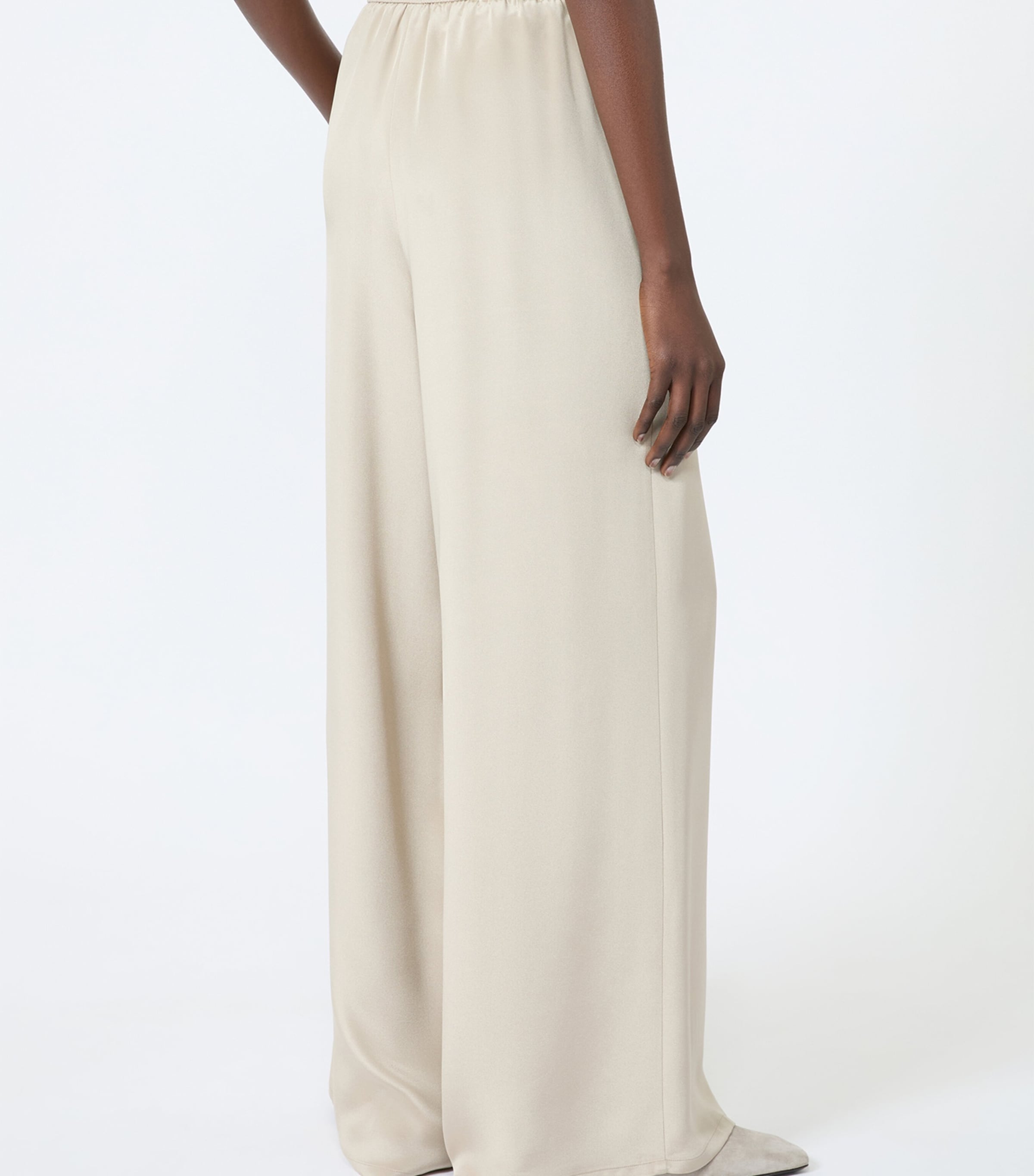 Max Mara Womens Silk Wide-Leg Trousers Stone Image 4