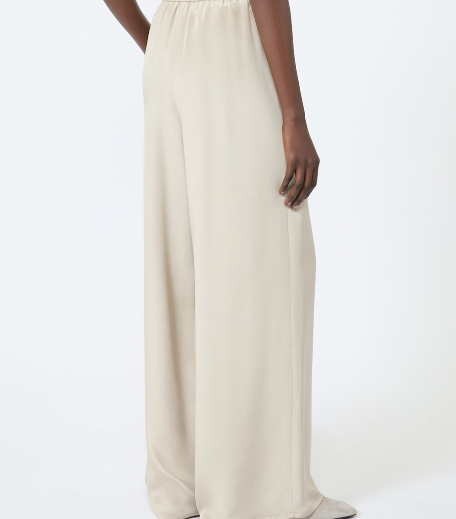 Max Mara Womens Silk Wide-Leg Trousers Stone Image 4