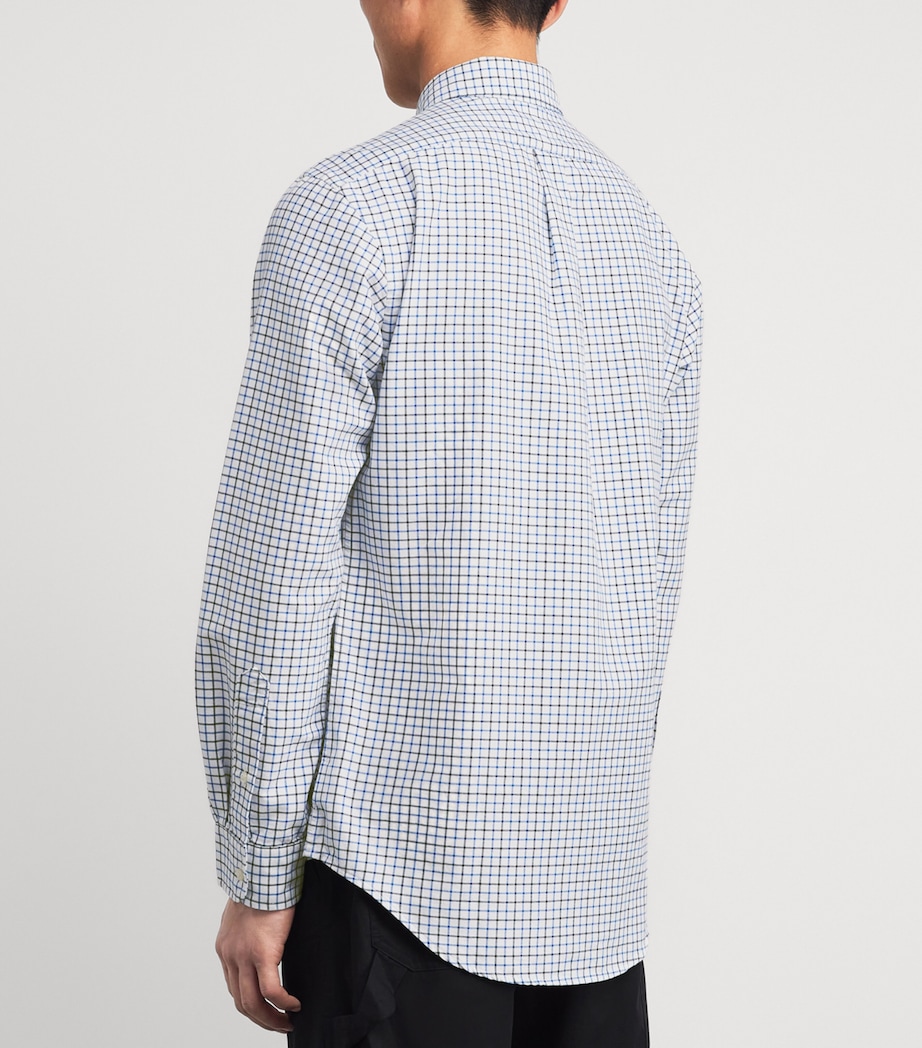 Cotton Tattersall Oxford Shirt WHITE BLUE Image 4