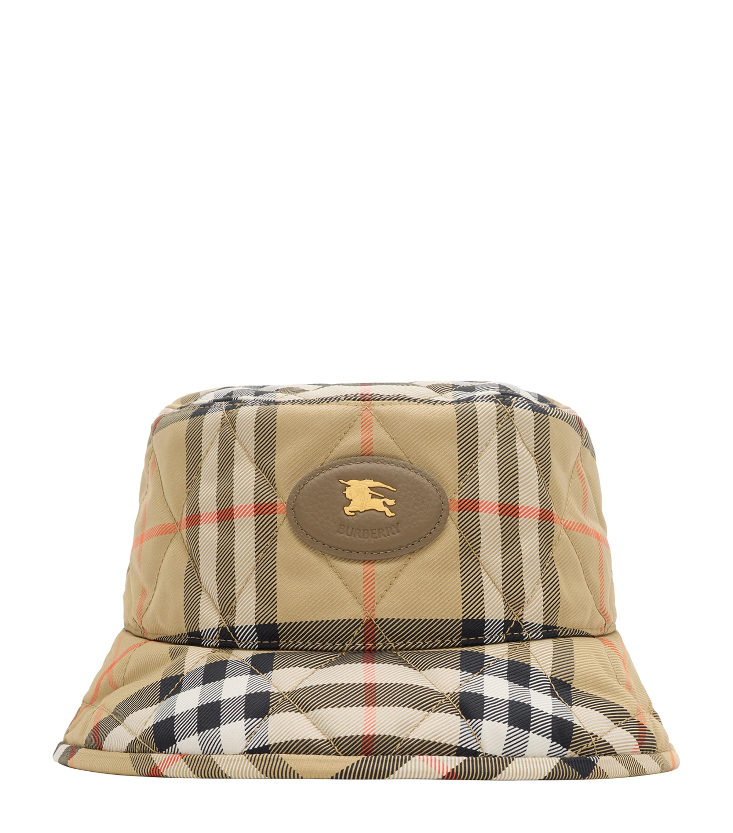 Burberry Quilted Horseshoe Bucket Hat Sand Ip Check Image 1
