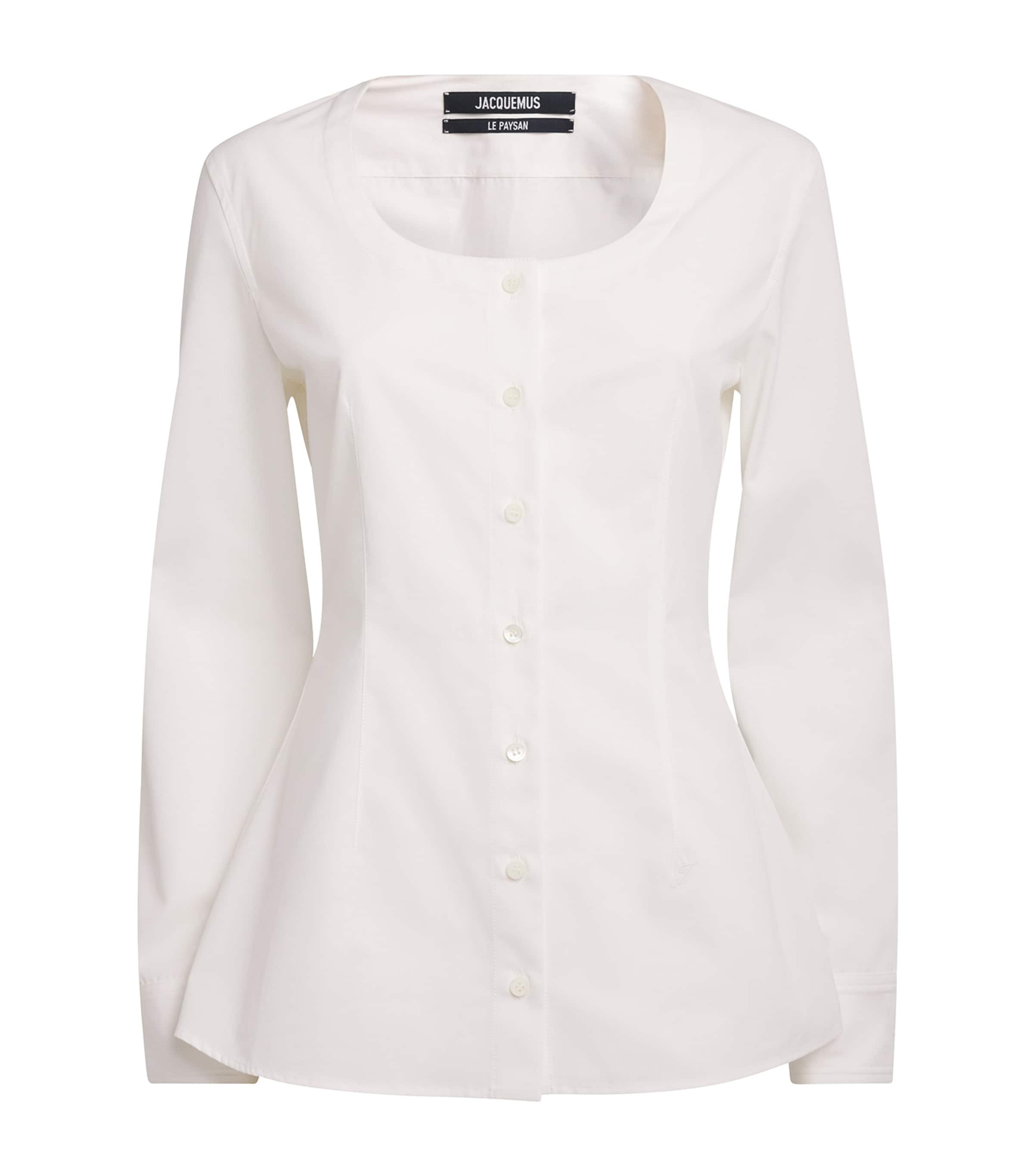 Jacquemus Cotton Poplin Cinched Shirt In White