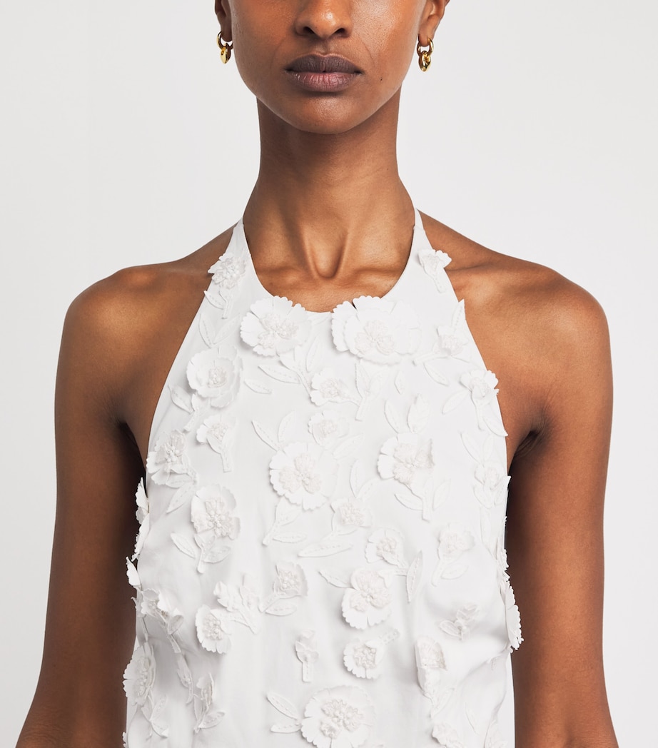 Carolina Herrera Womens Cotton-Blend Floral Halterneck Midi Dress White Image 3