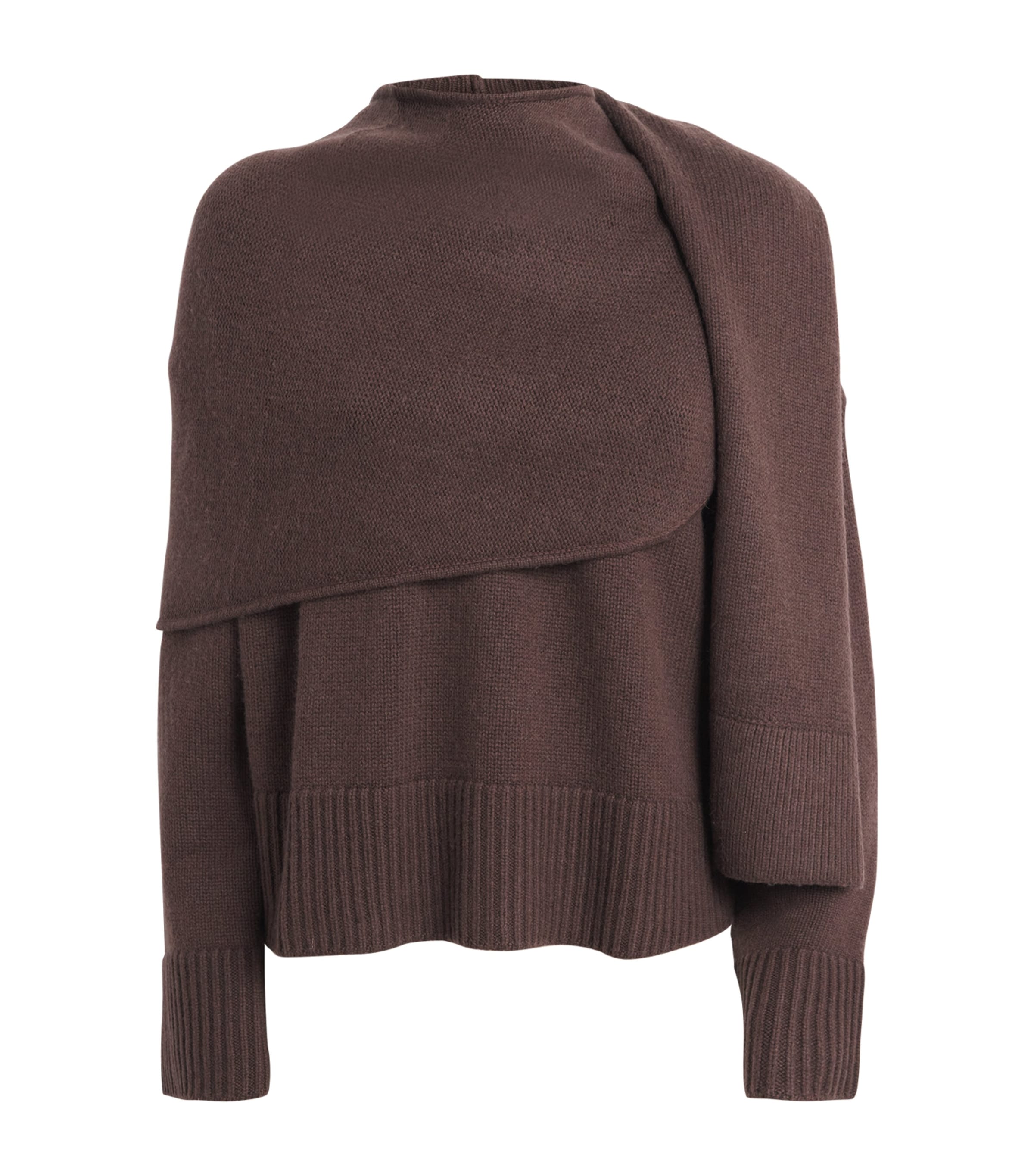 Simkhai Womens Chocolate Elson Round-neck Wool And Cashmere-blend Scarf Jumper Xs In Brown