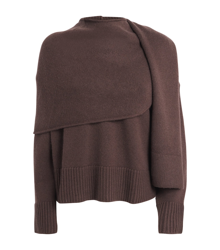 Wool-Cashmere Elson Scarf Sweater CHOCOLATE Image 1