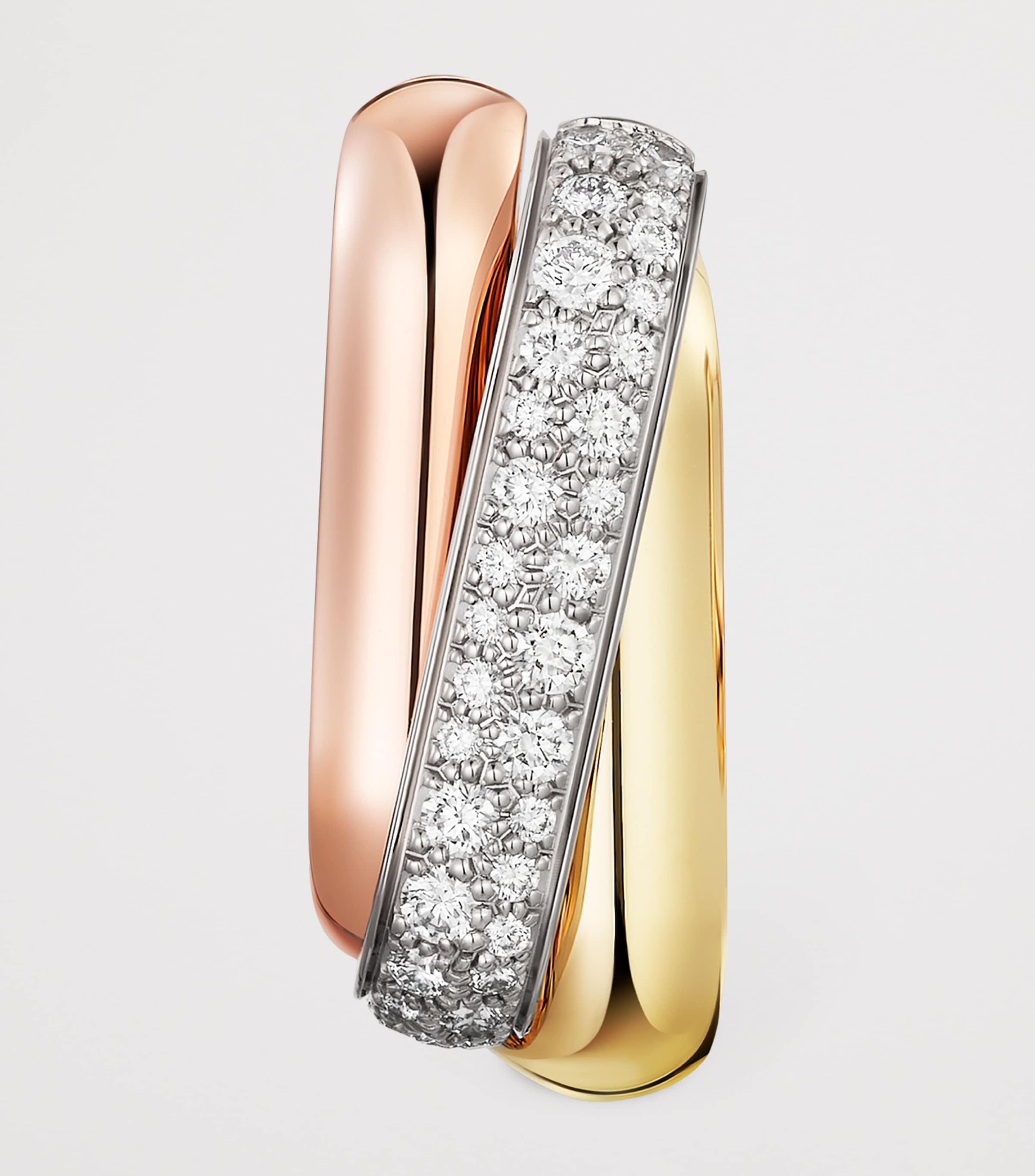 Cartier White, Rose, Yellow Gold and Diamond Trinity Box Earrings Mixed Gold Image 3