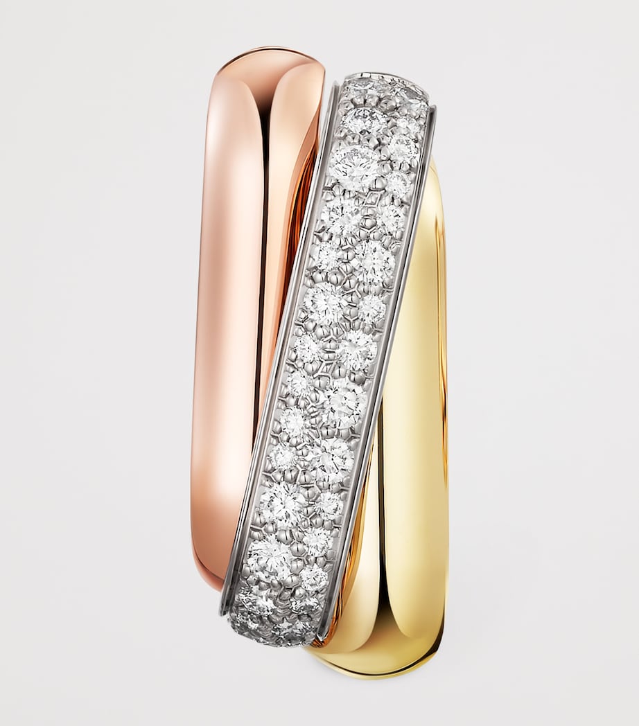 Cartier White, Rose, Yellow Gold and Diamond Trinity Box Earrings Mixed Gold Image 3