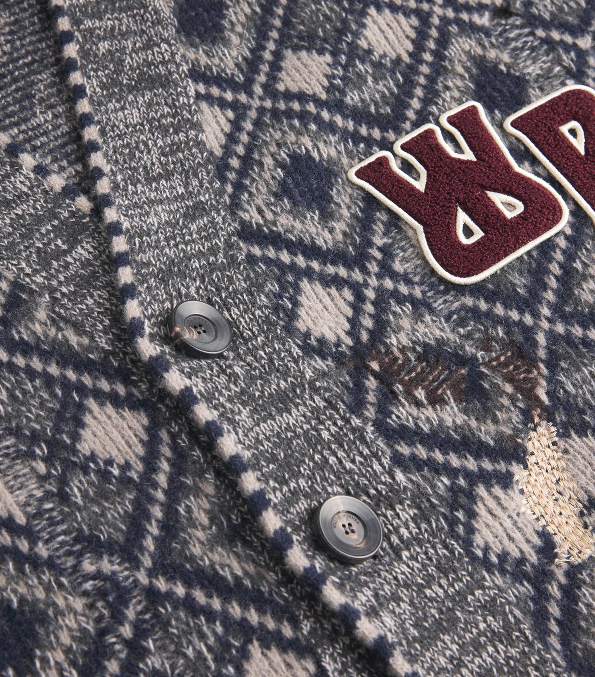 Wool Sibling Cardigan GREYBLACK NAVY IVORY Image 5