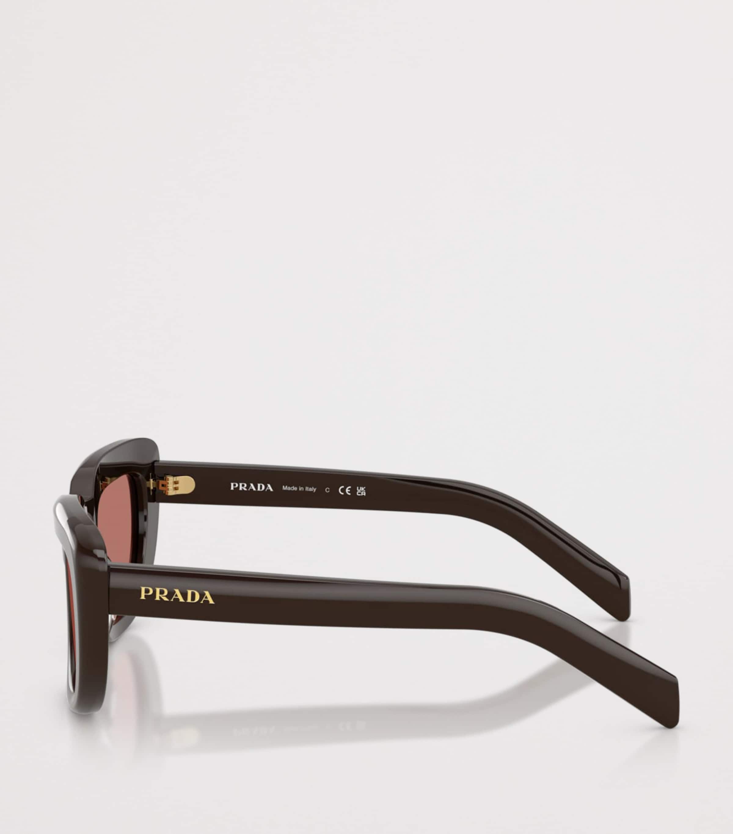 Prada PR D07S Rectangle Sunglasses Brown Image 3